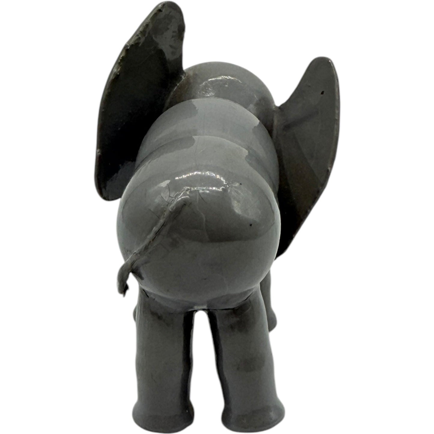 1950s Hand Painted Wooden Elephant Figurine Whimsical Decor Cute Animal Statue