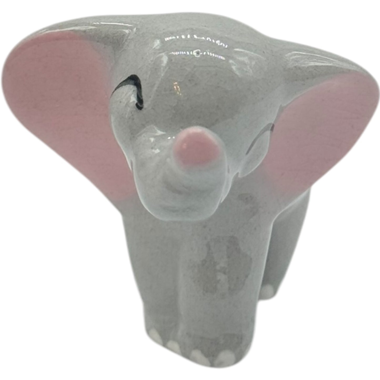 Hagen Renaker Retired Laughing Elephants Miniatures Set - Grey/Pink - Vintage