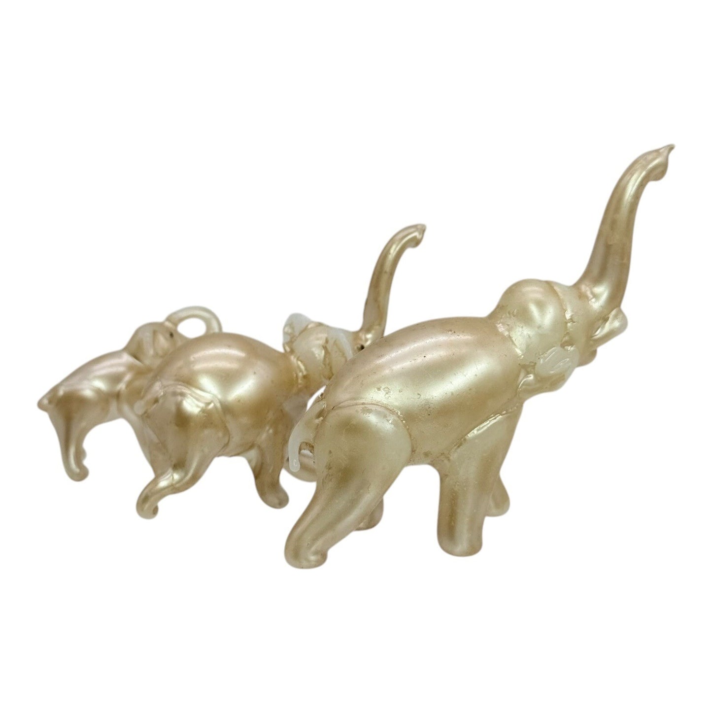 Glass Elephant Figurines Family Set of 3 Gold Home Decor Shelf Display
