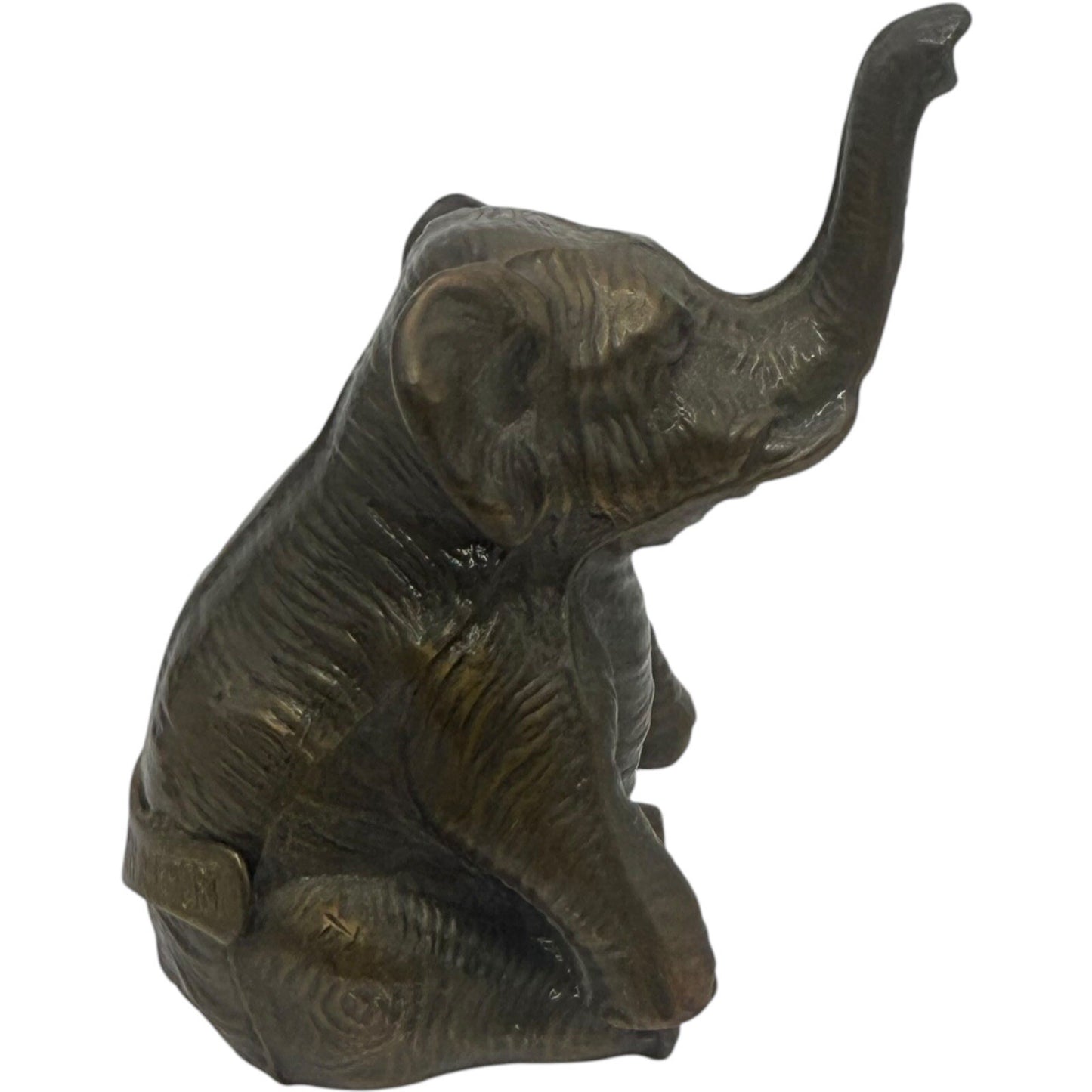 Elephant Figurine Statue Decor Trunk Up Good Luck Bronze Brass Small