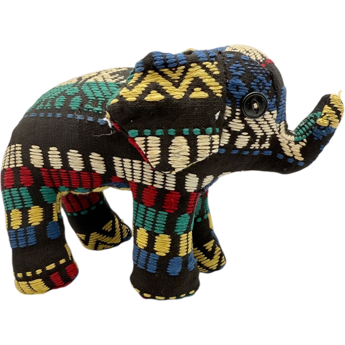 Elephant Stuffed Animal Plush Toy Colorful Embroidered Folk Art Decor