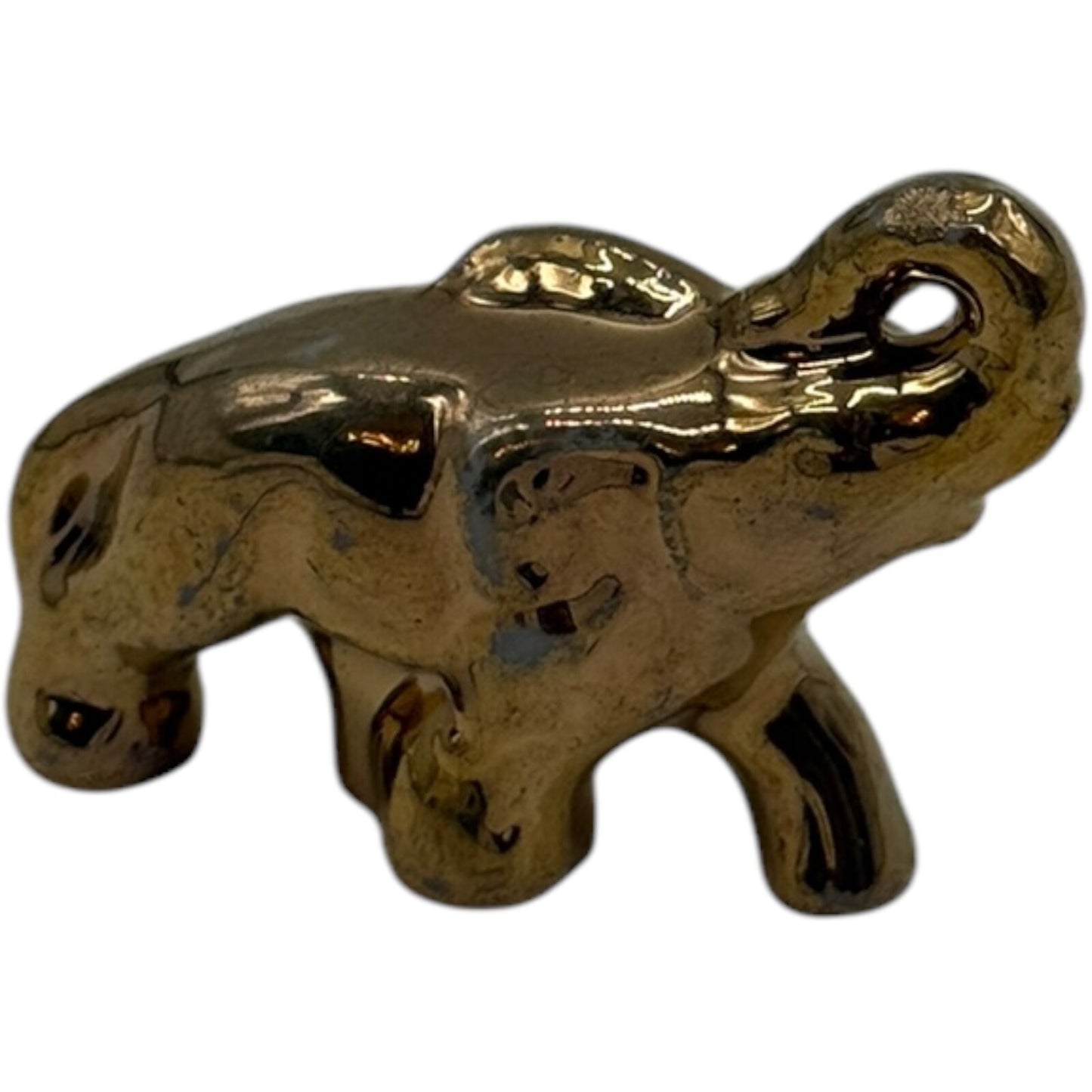Vintage Gold Ceramic Elephant Family Figurines 3 Pc Set Display Japan