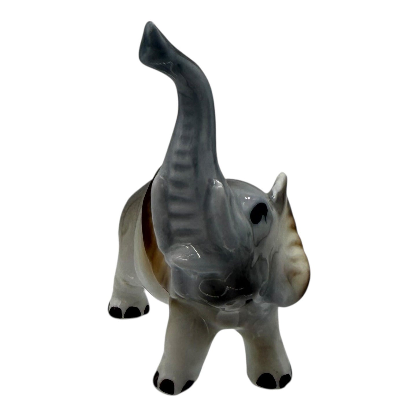 Elephant Figurine Trunk Up Ceramic Animal Statue Decor Collectible Gift