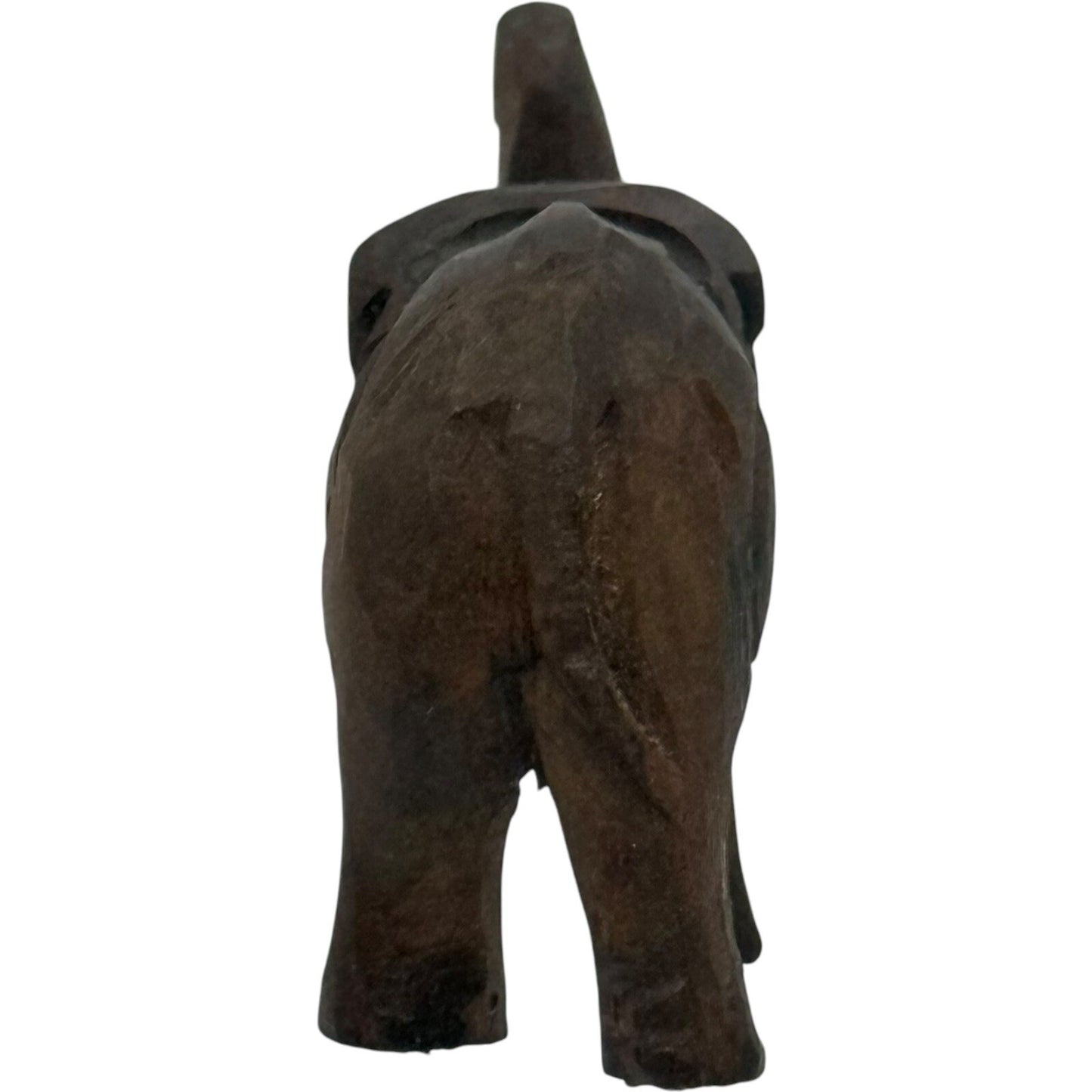 Hand Carved Wood Elephant Figurine Trunk Up Good Luck Decor Statue