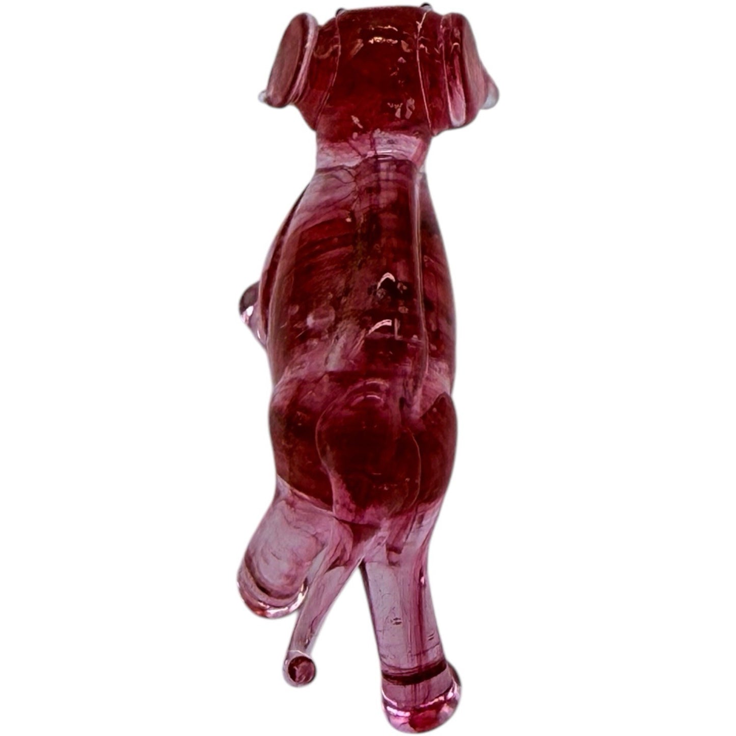 Vintage Hand Blown Clear Glass Pink Elephant Figurine - Made in Japan