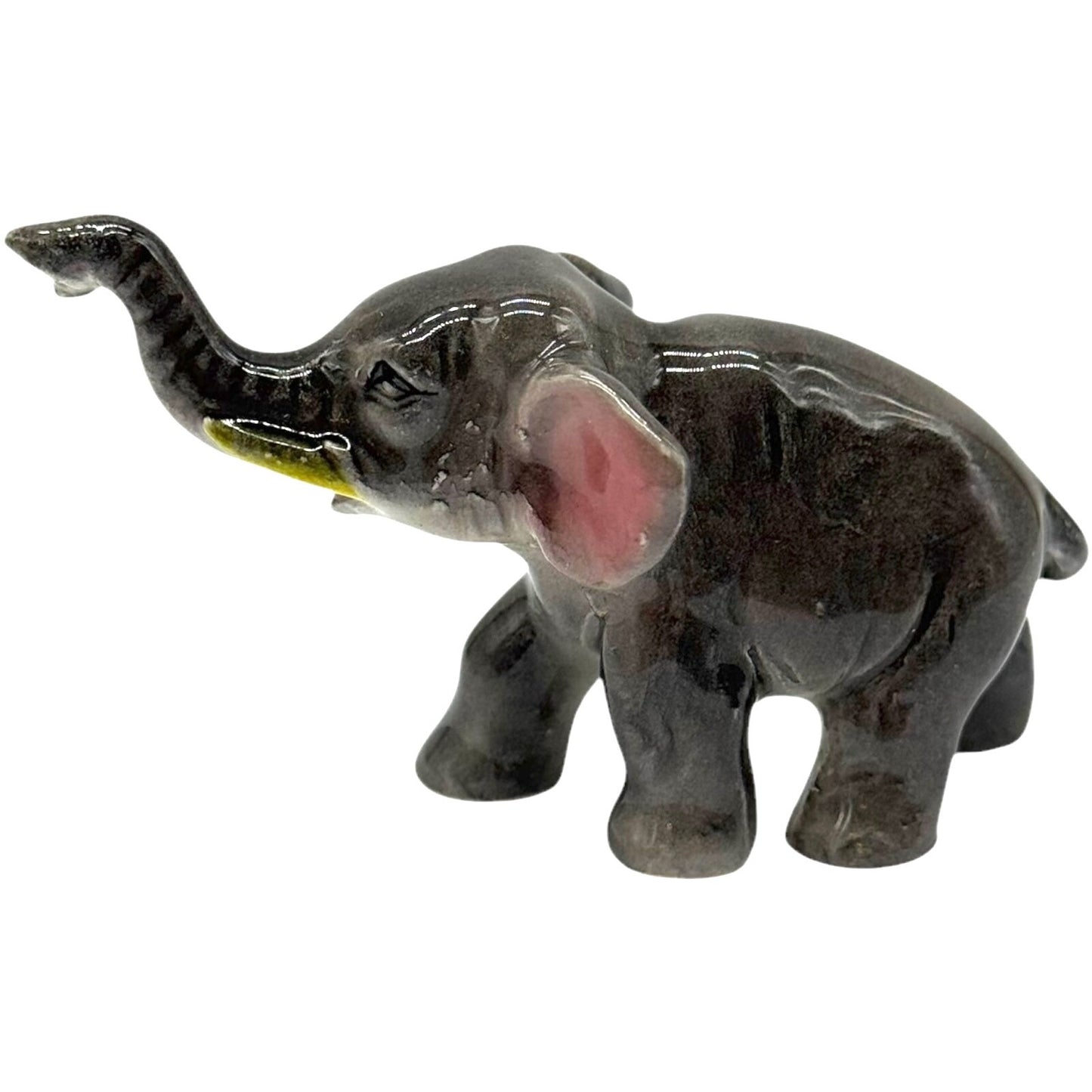 Vintage Ceramic Elephants Family Figurine - 2 Adults & 1 Baby - Trunks Up