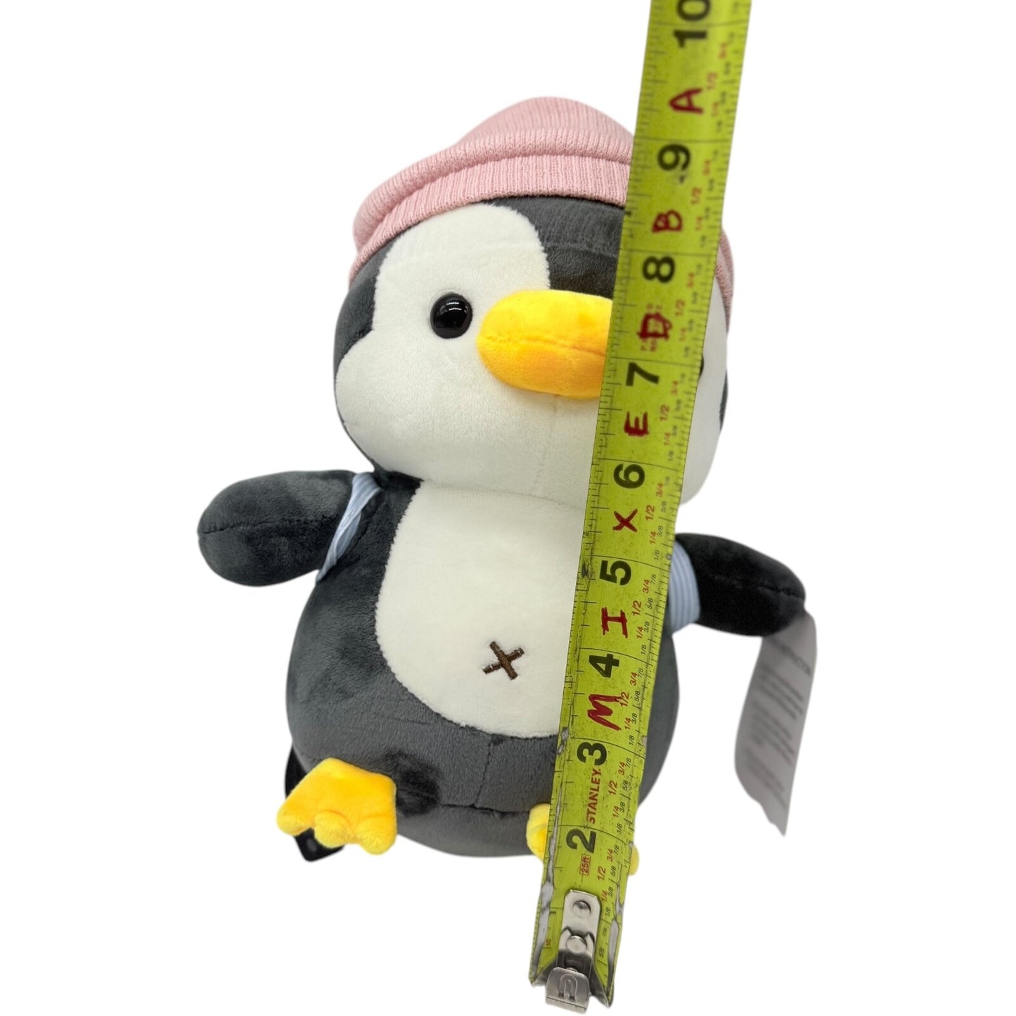 Plush Penguin Doll w/ Pink Hat & Rabbit Backpack - Comfort Sleep Toy