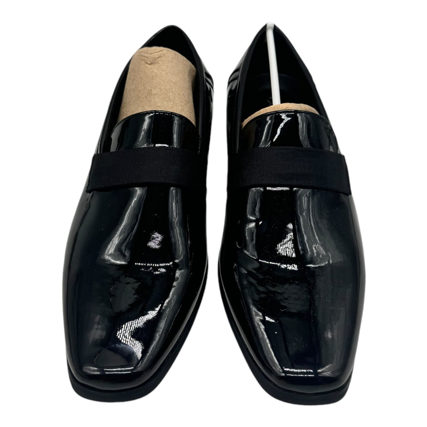Calvin Klein Mens 10M Bernard Black Tuxedo Dress Shoes Shiny Faux
