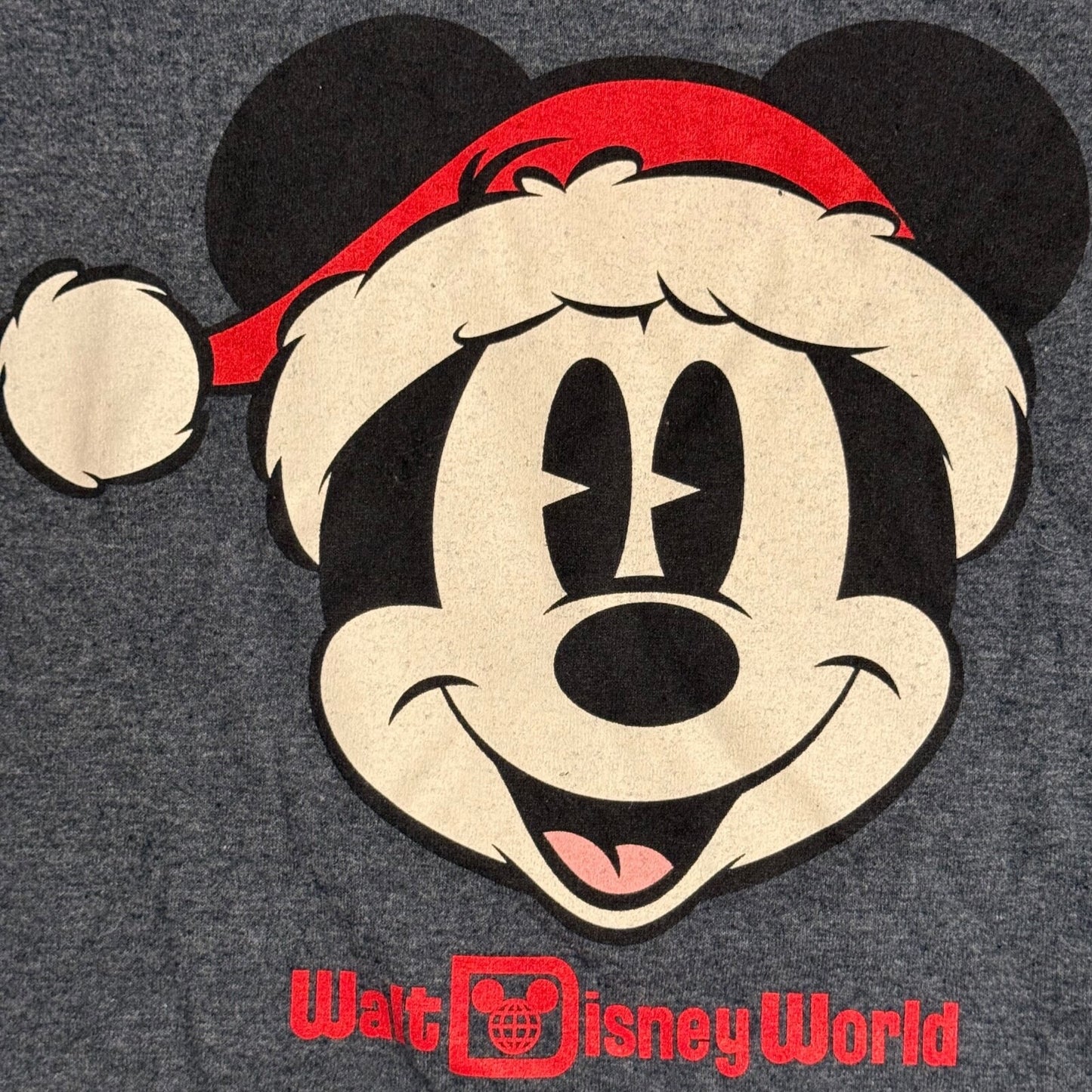 Walt Disney World Christmas Mickey Mouse Santa Grey Short Sleeve T Shirt Small