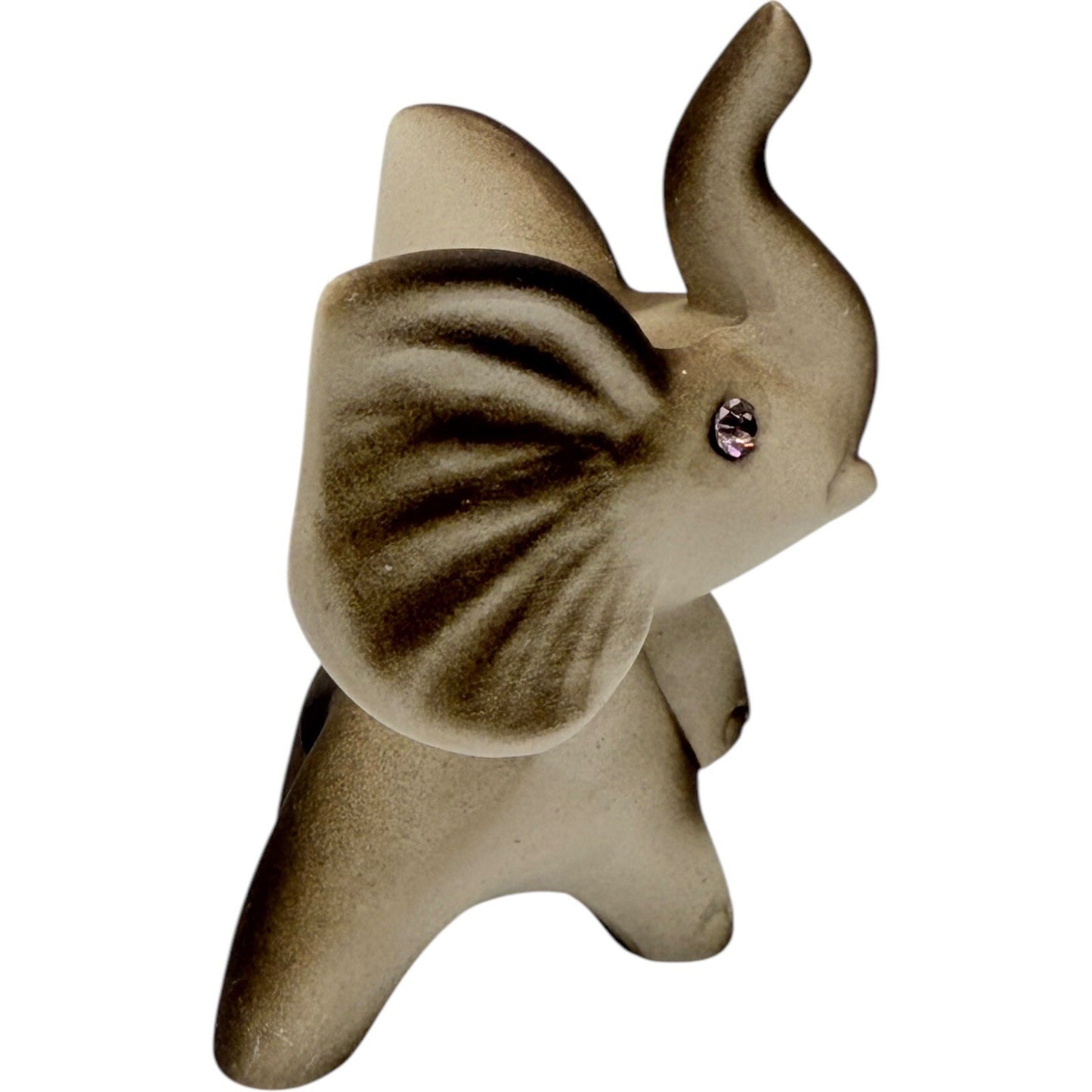 Elephant Figurine Rhinestone Eyes Up Trunk Ceramic Decor Shelf Display