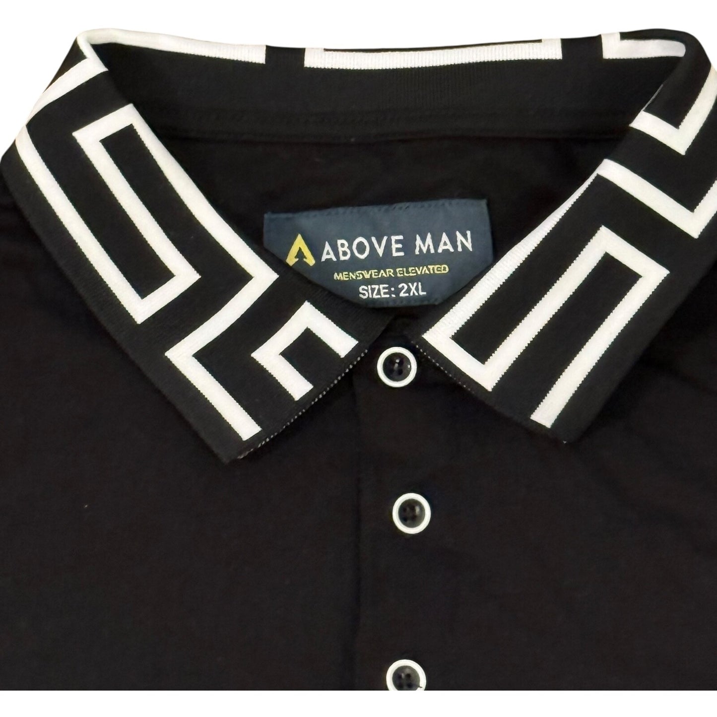 Men's Polo Shirt Slim Fit Golf Stretch Black Italian Designer Size 2XL