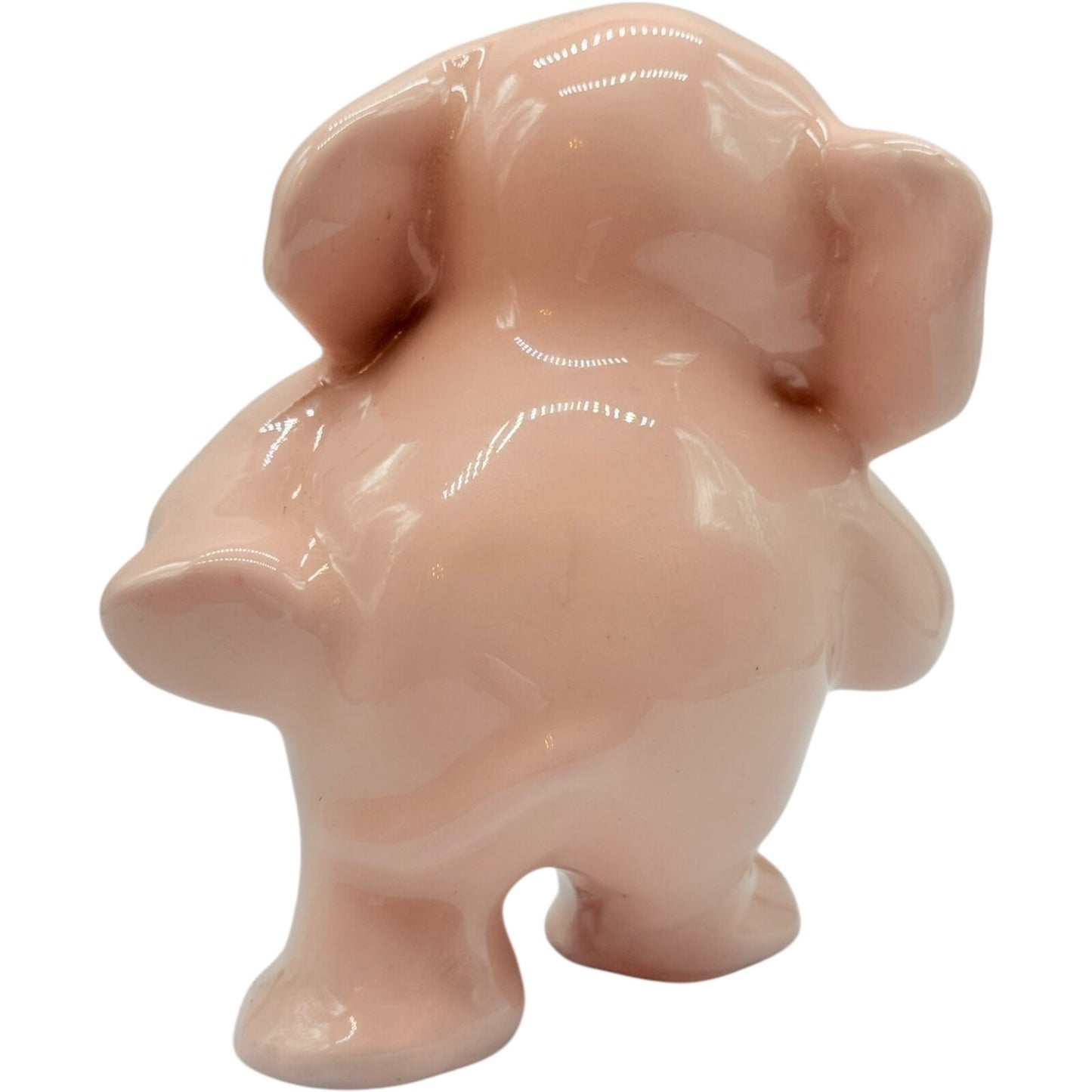 Vintage Standing Pink Elephant Ceramic Figurine - 4" Tall