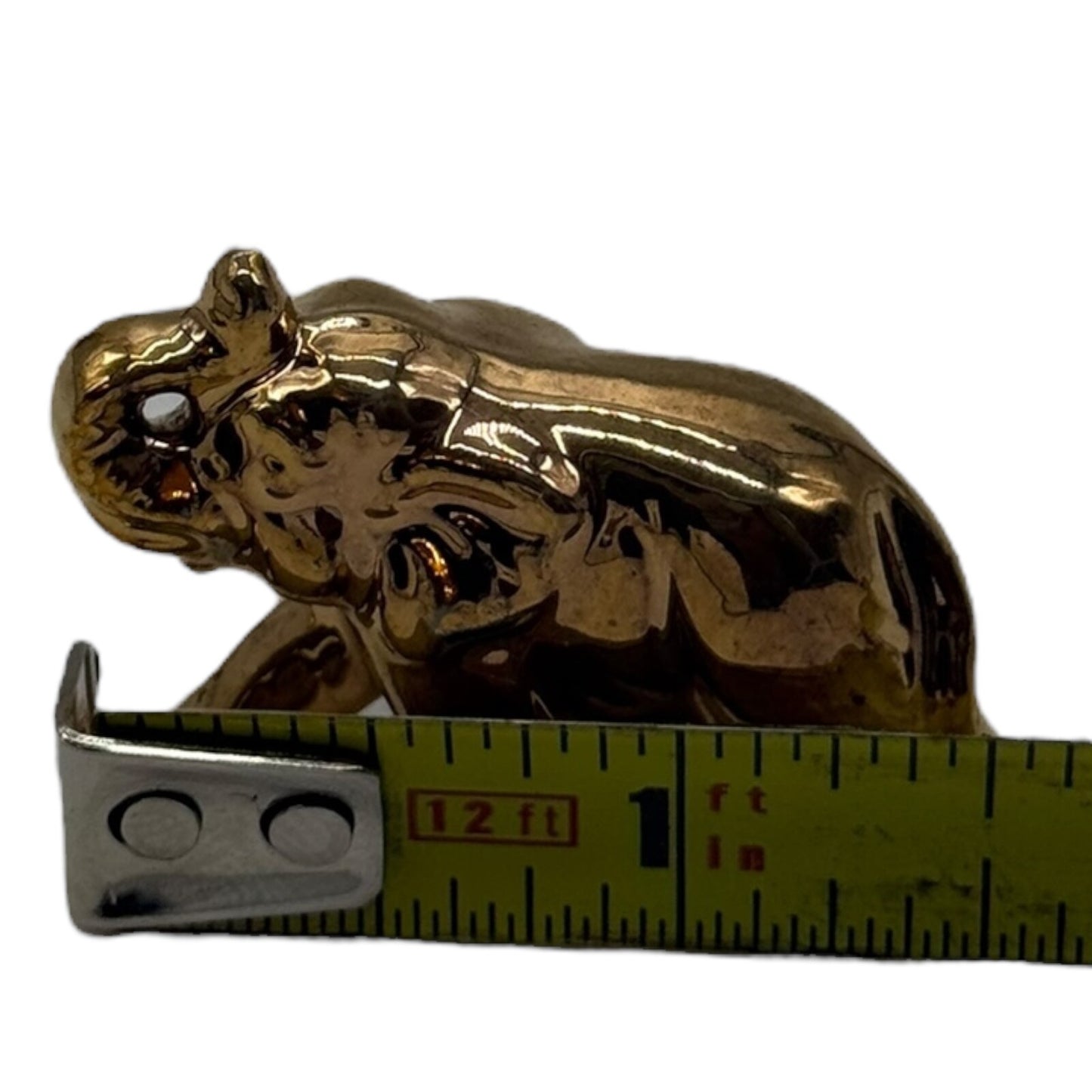 Vintage Gold Ceramic Elephant Family Figurines 3 Pc Set Display Japan