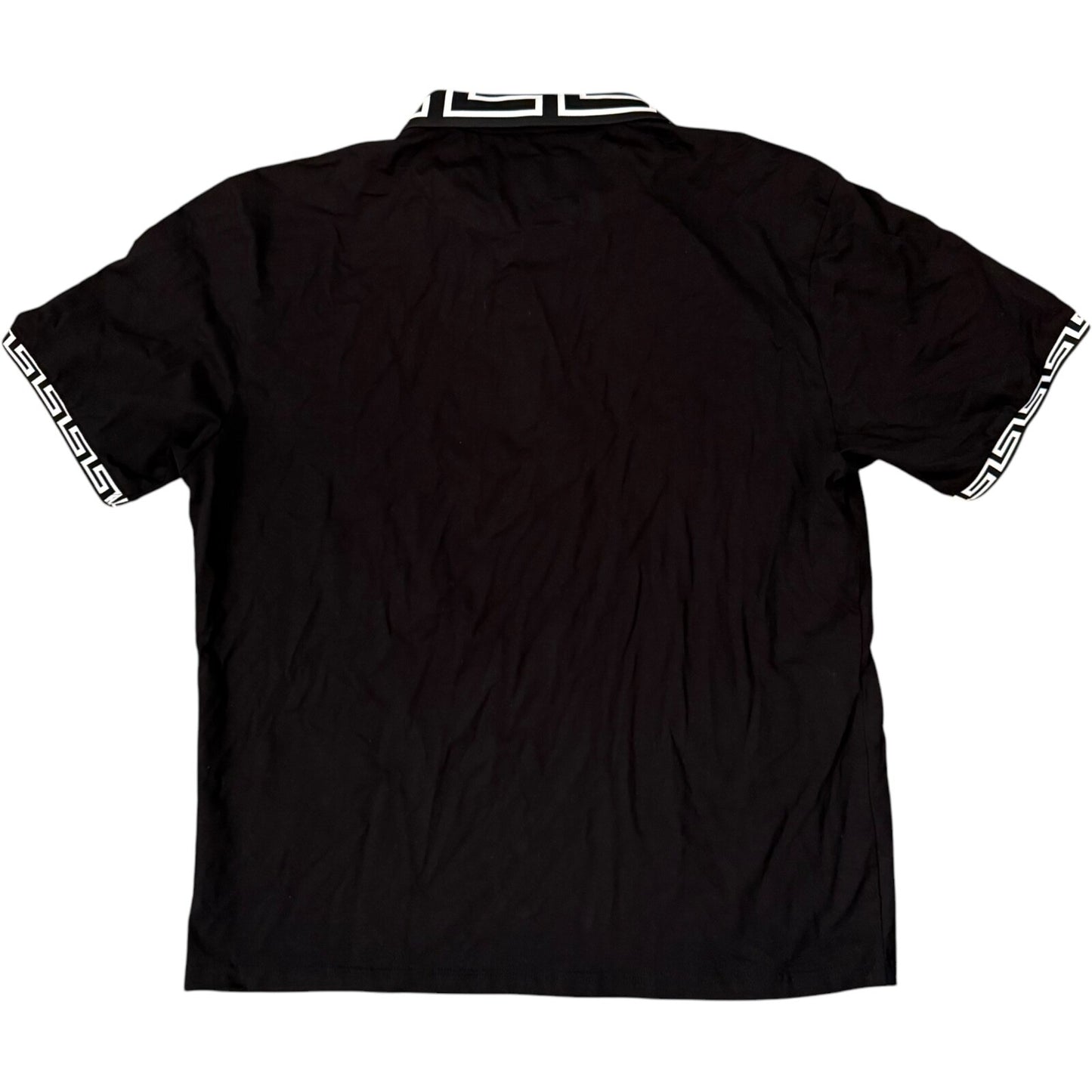 Men's Polo Shirt Slim Fit Golf Stretch Black Italian Designer Size 2XL