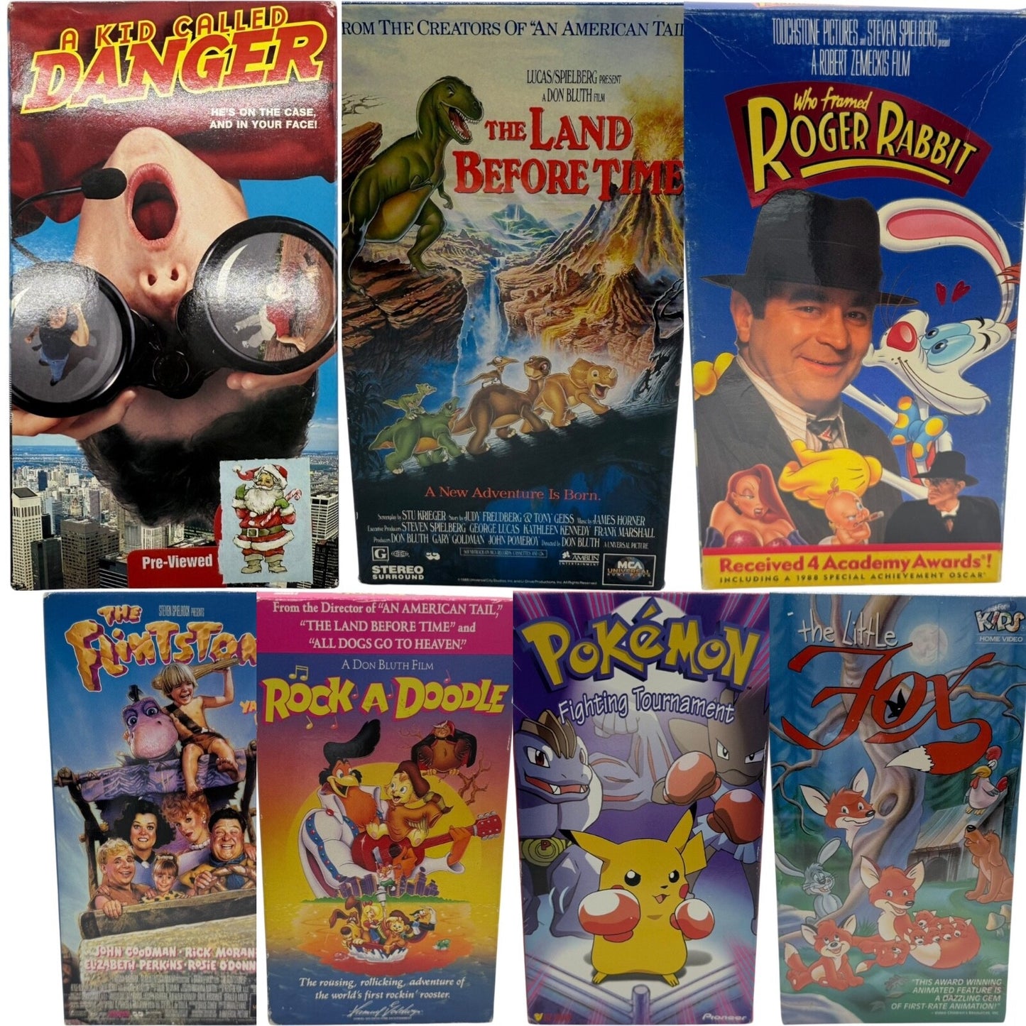 Lot of 7 Kids’ VHS Tapes | Includes The Land Before Time, Pokemon, & More | Rare