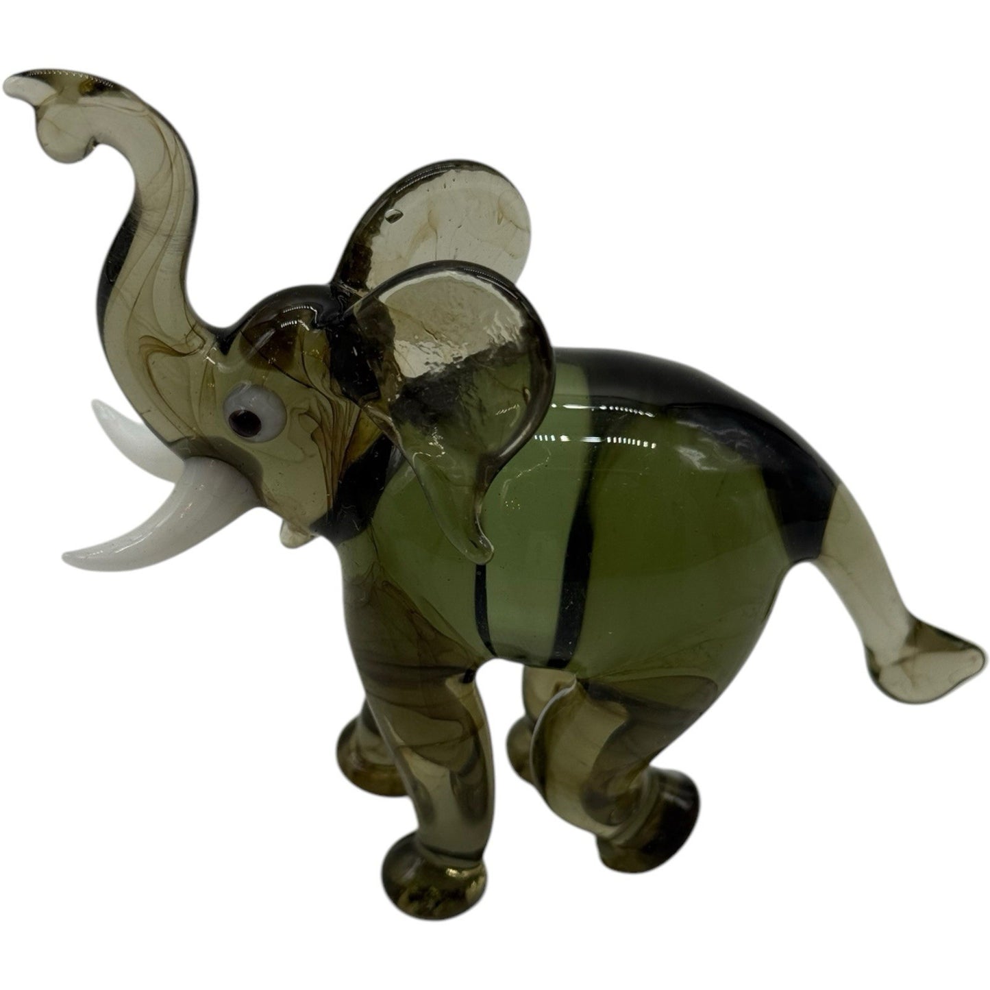Handcrafted Blown Glass Elephant Figurine - Trunk Up for Good Luck
