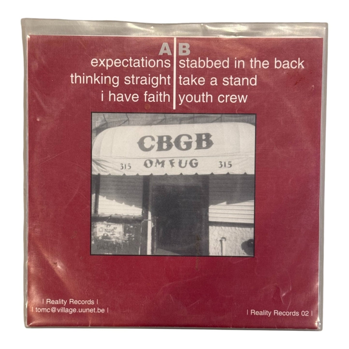 Youth Of Today "LIVE AT CBGB'S" 7" Vinyl Record NYHC Limited Pressing NYHC SXE