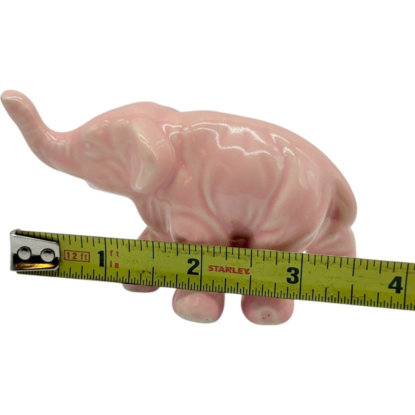 Pink Elephant Figurine Ceramic Animal Statue Home Decor Shelf Display