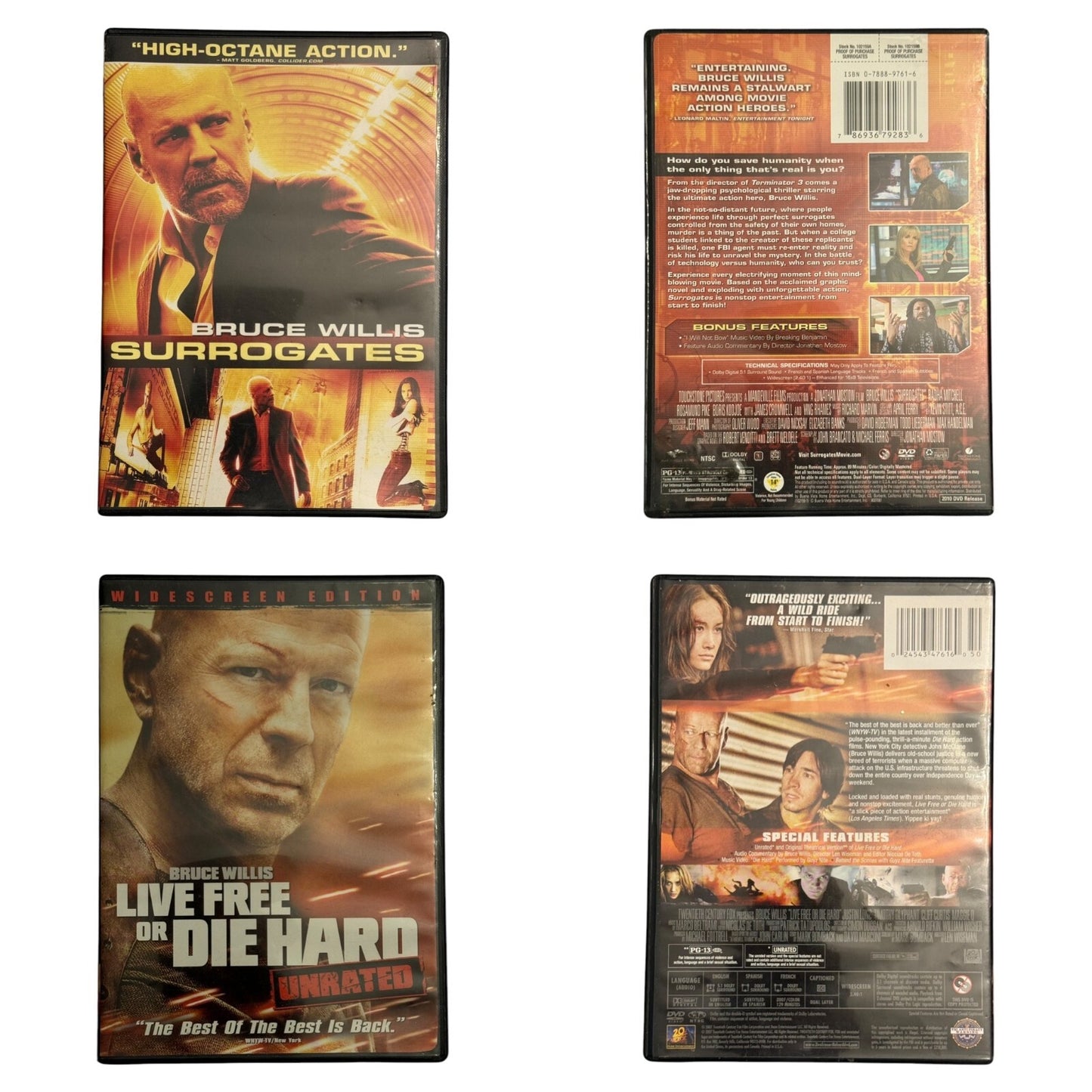 Bruce Willis Movie Night 4 DVD Set - Action, Thriller, Comedy Classics!