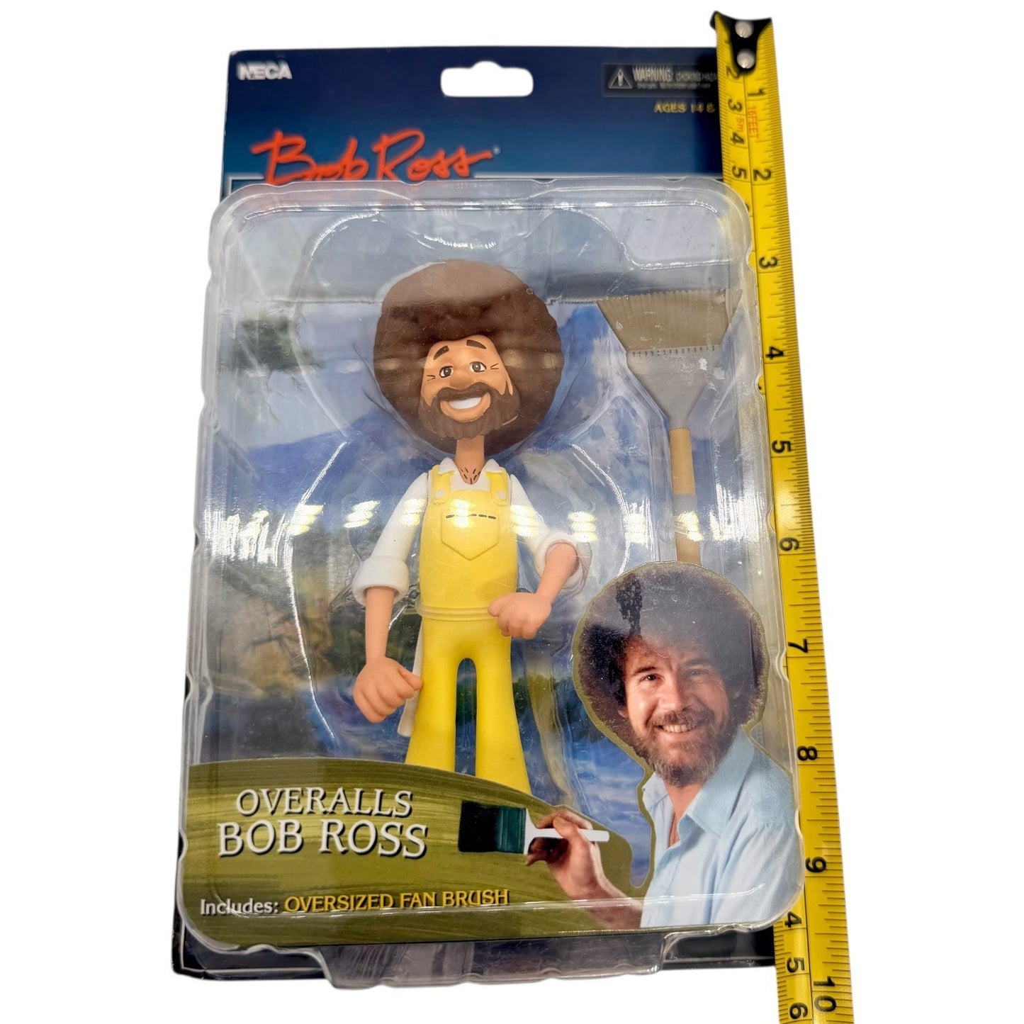 NECA Bob Ross The Joy of Painting Overalls Action Figure with Fan Brush New