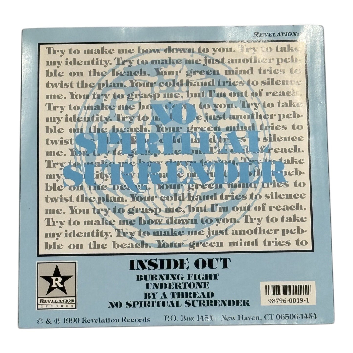 Inside Out No Spiritual Surrender 7" Limited Red Vinyl Rage Against the Machine