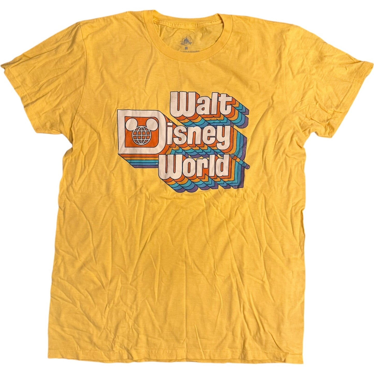 Disney Parks Walt Disney World Retro Logo Yellow T-shirt Adult Medium