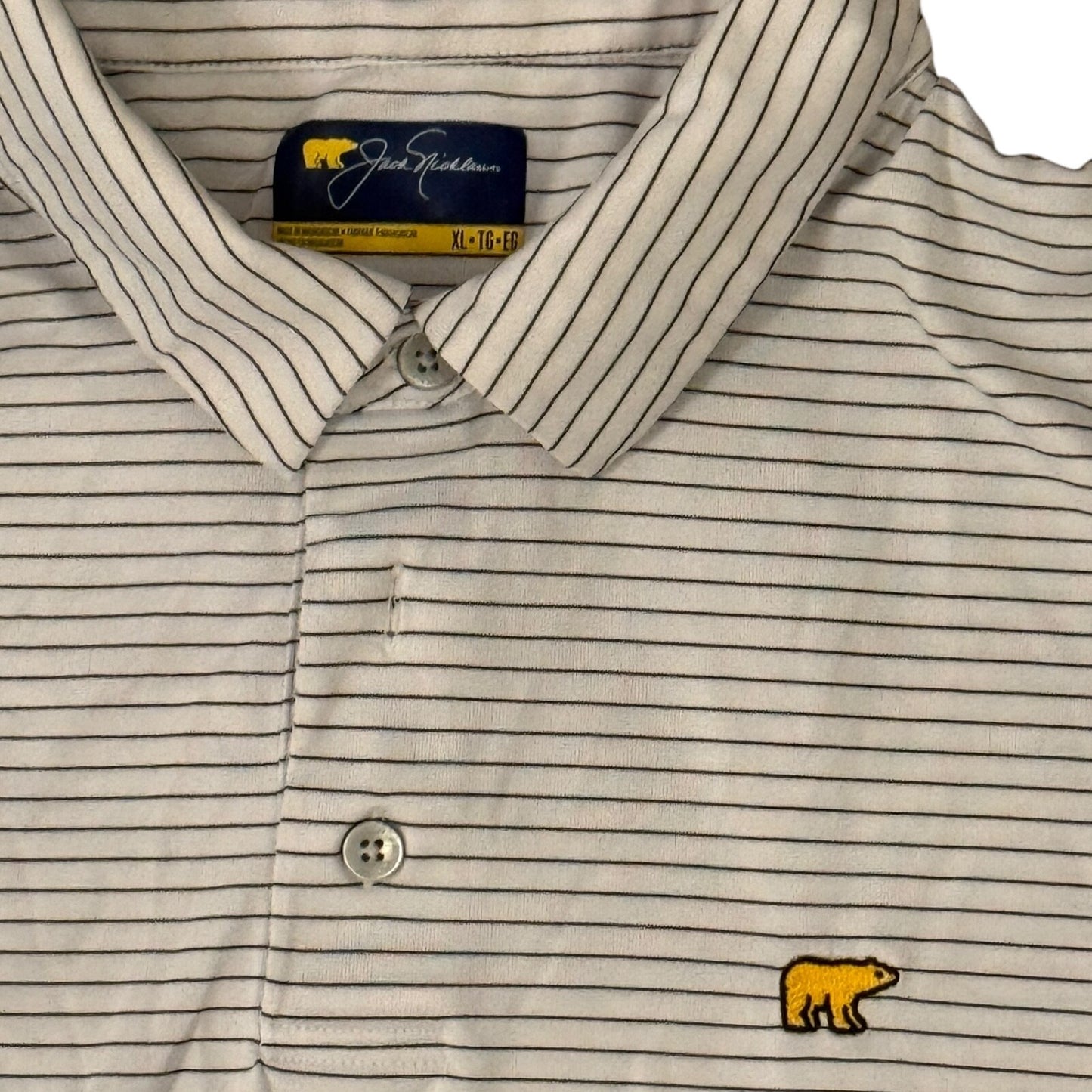 Jack Nicklaus The Golden Bear Striped Short Sleeve Golf Polo Shirt Men's XL
