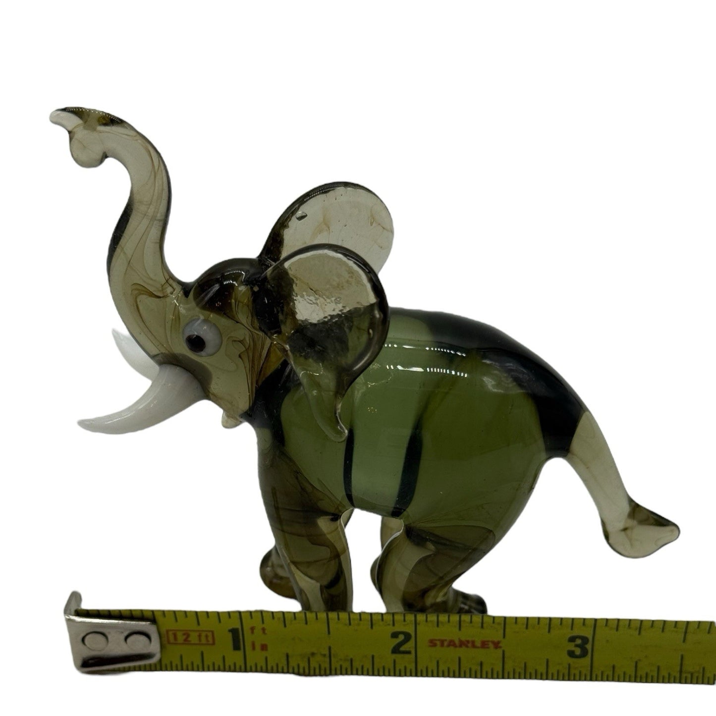 Handcrafted Blown Glass Elephant Figurine - Trunk Up for Good Luck