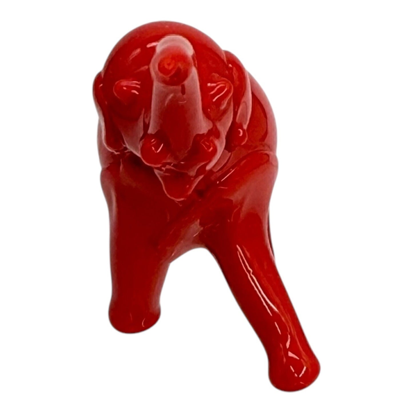 Red Glass Elephant Figurine Trunk Up Good Luck Home Decor Shelf Sitter Small