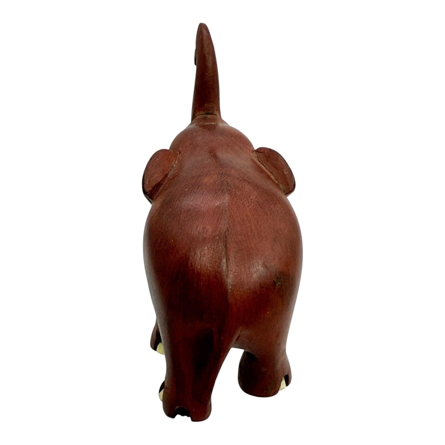 Hand Carved Wooden Elephant Figurine Trunk Up Good Luck Charm Decor Small