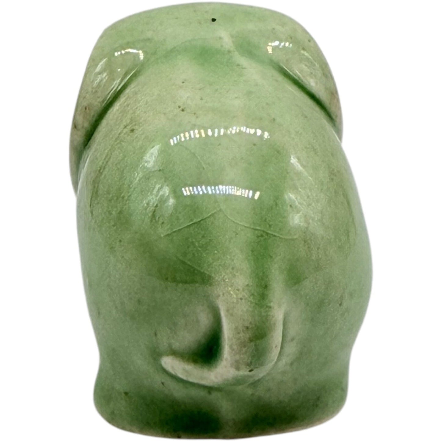 Ceramic Elephant Figurine Green Good Luck Decor Animal Statue Small