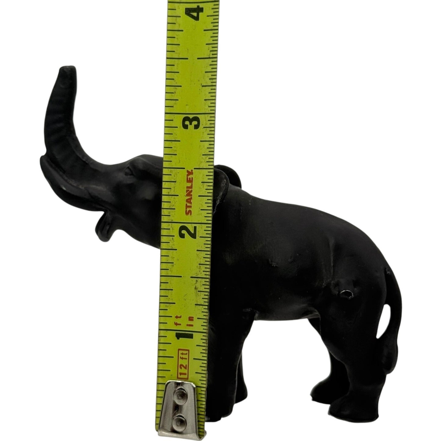 Elephant Statue Trunk Up Figurine Home Decor Good Luck Charm Black