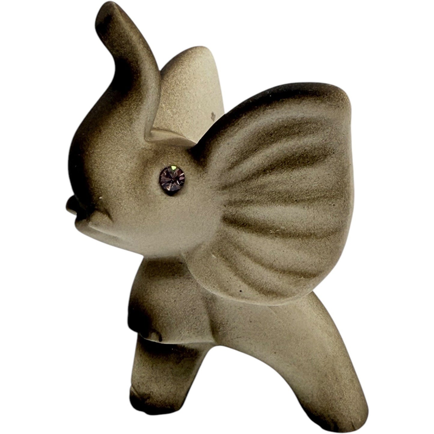 Elephant Figurine Rhinestone Eyes Up Trunk Ceramic Decor Shelf Display