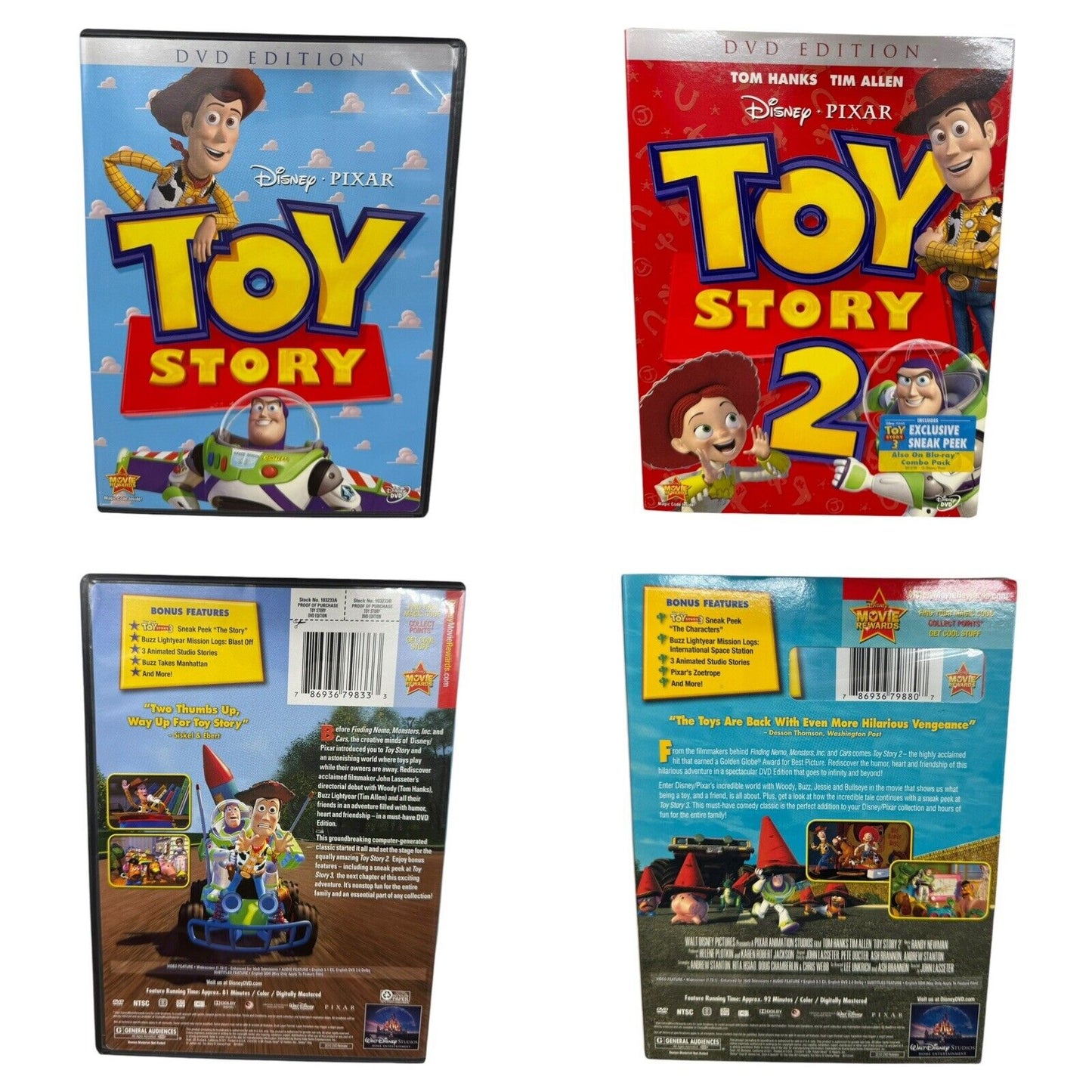 Toy Story And Toy Story 2 - Two DVD Lot
