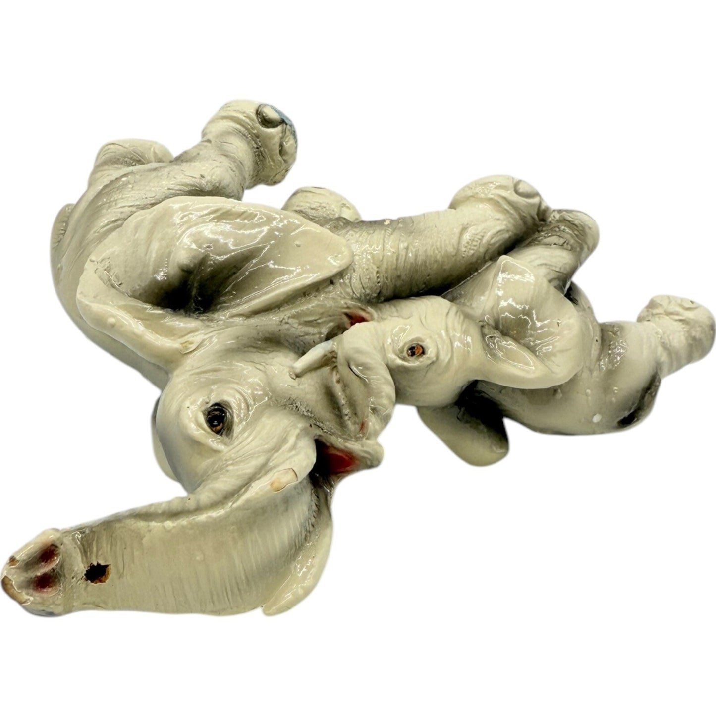 Elephant Figurine Statue Mother and Baby Trunk Up Good Luck Decor