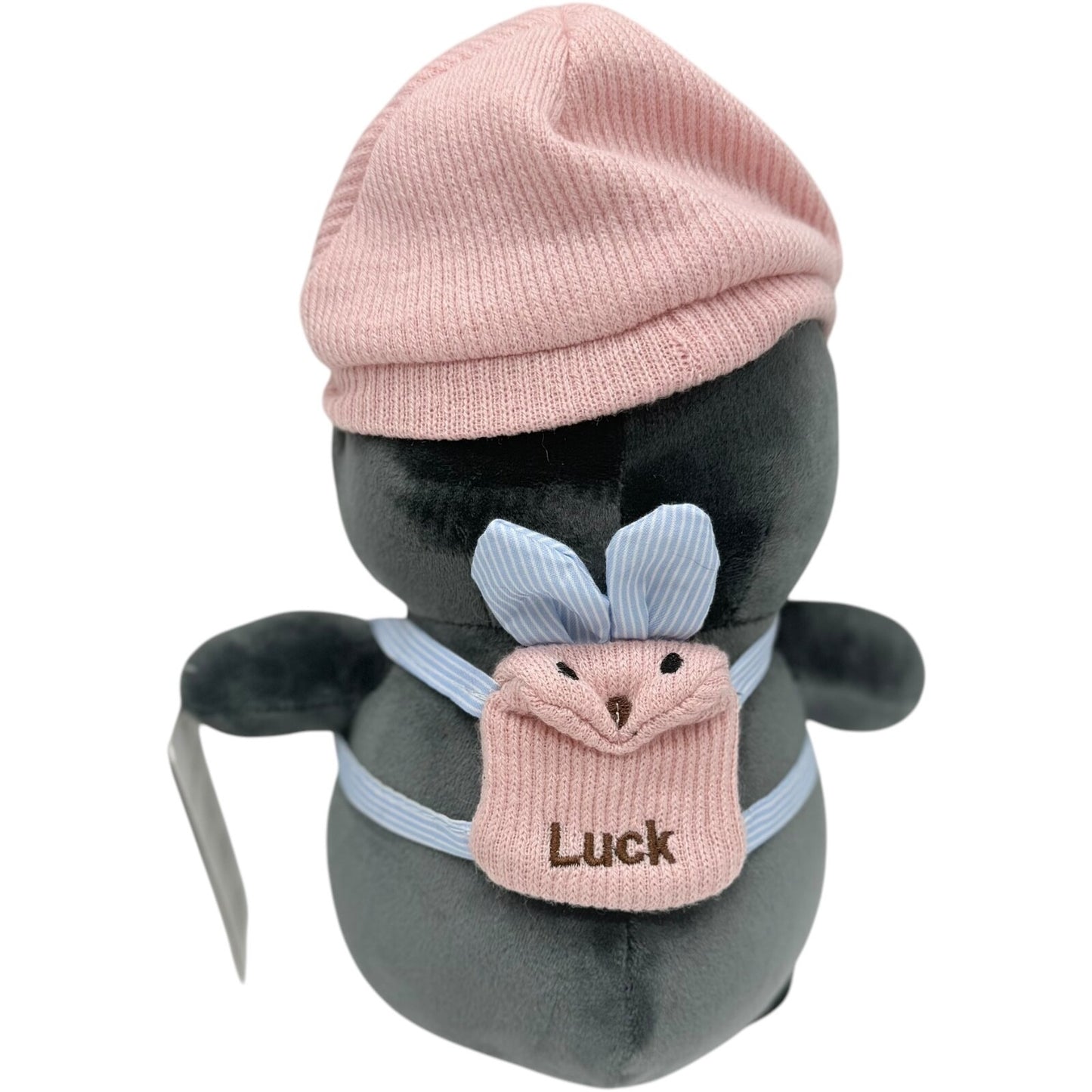 Plush Penguin Doll w/ Pink Hat & Rabbit Backpack - Comfort Sleep Toy