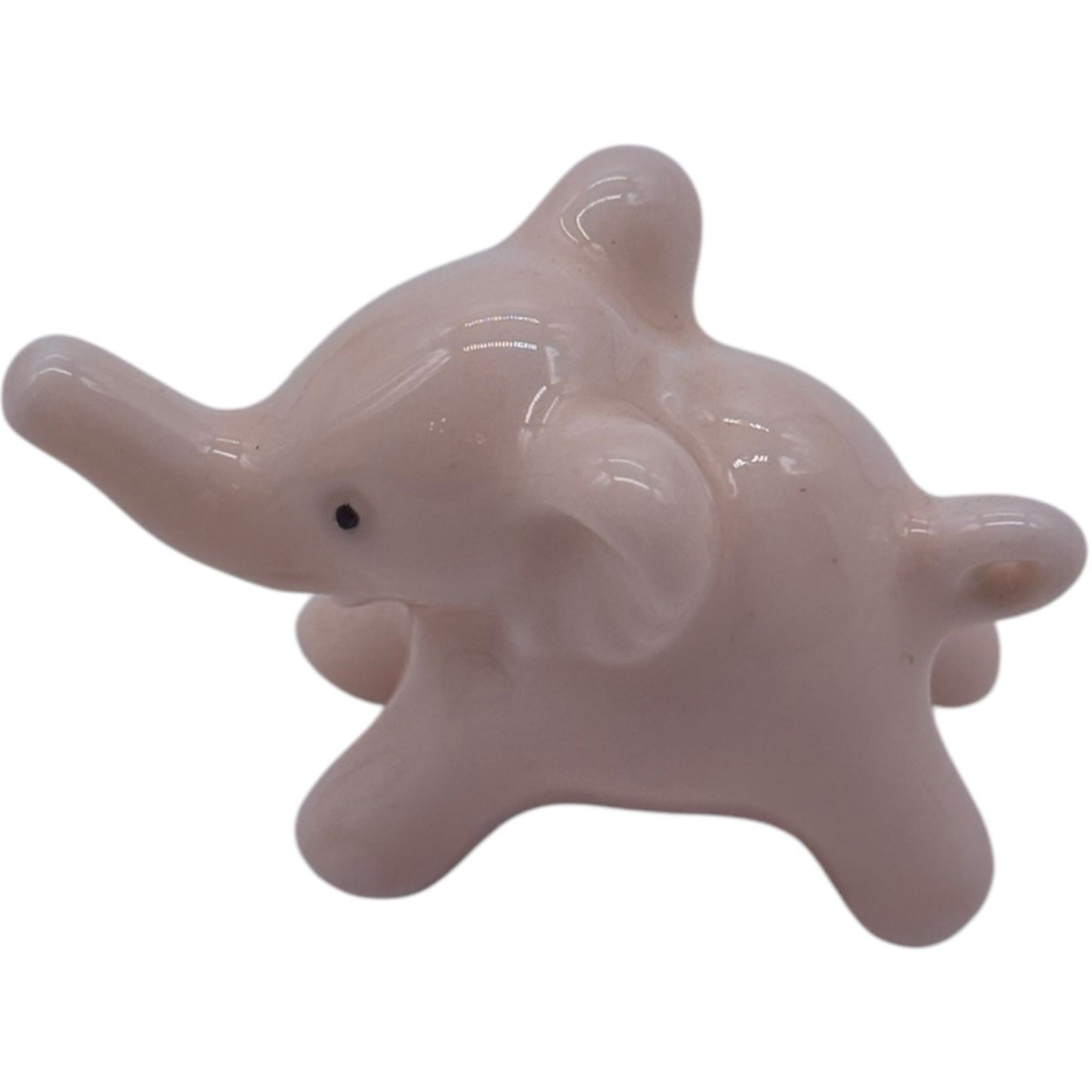 Vtg Miniature Pale Pink Ceramic Elephant Figurines - Family Set of 2 Germany