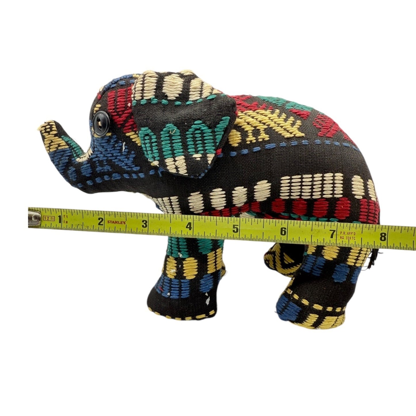 Elephant Stuffed Animal Plush Toy Colorful Embroidered Folk Art Decor