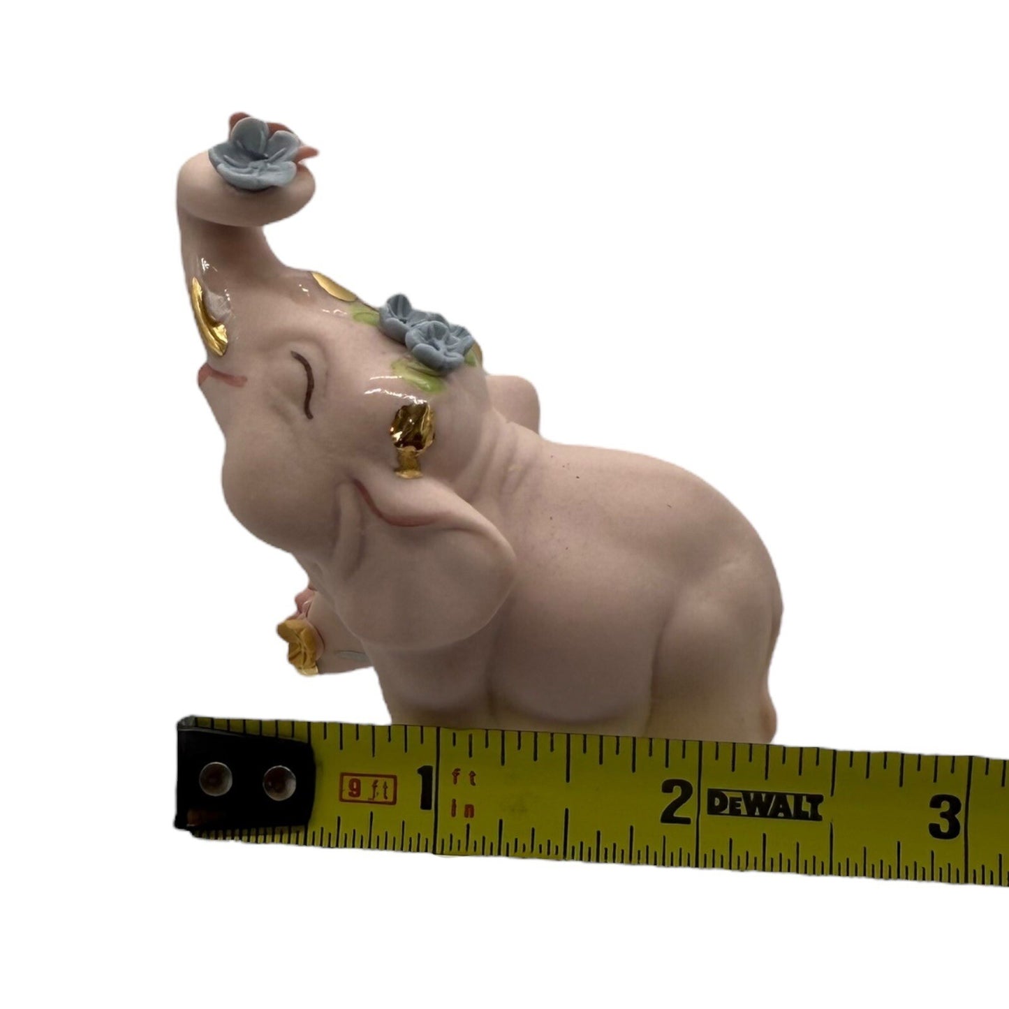 Elephant Family Walker Hagen Renaker Figurine Pink Porcelain Gold Accents