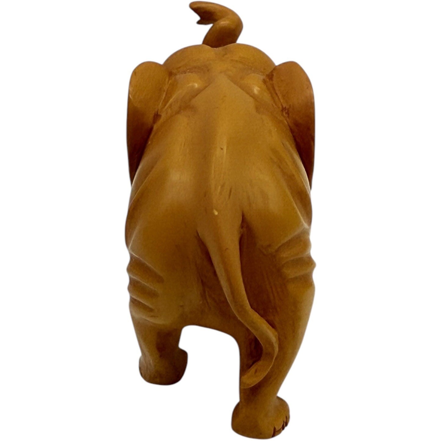 Hand Carved Wooden Elephant Figurine Trunk Up Good Luck Home Decor Statue
