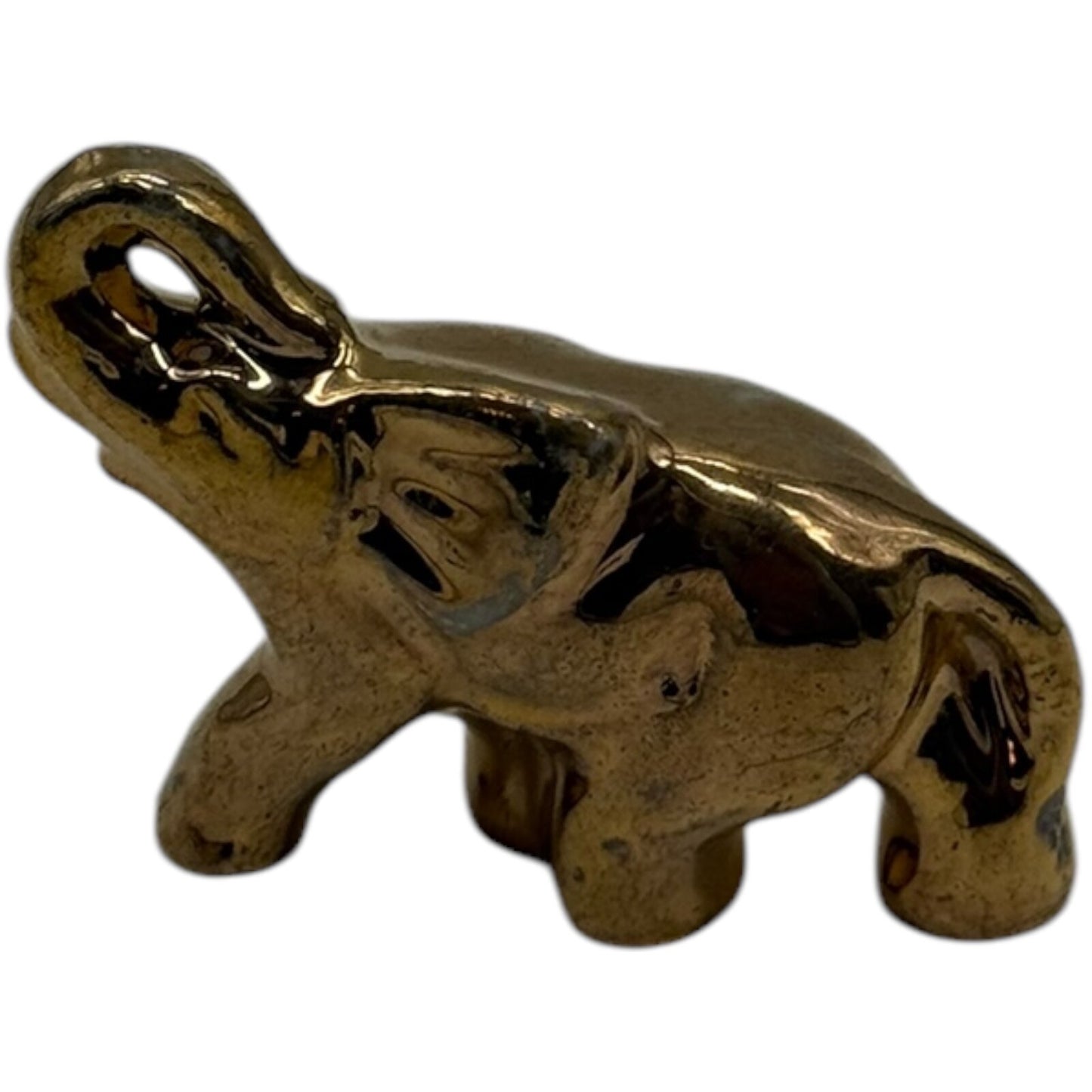 Vintage Gold Ceramic Elephant Family Figurines 3 Pc Set Display Japan