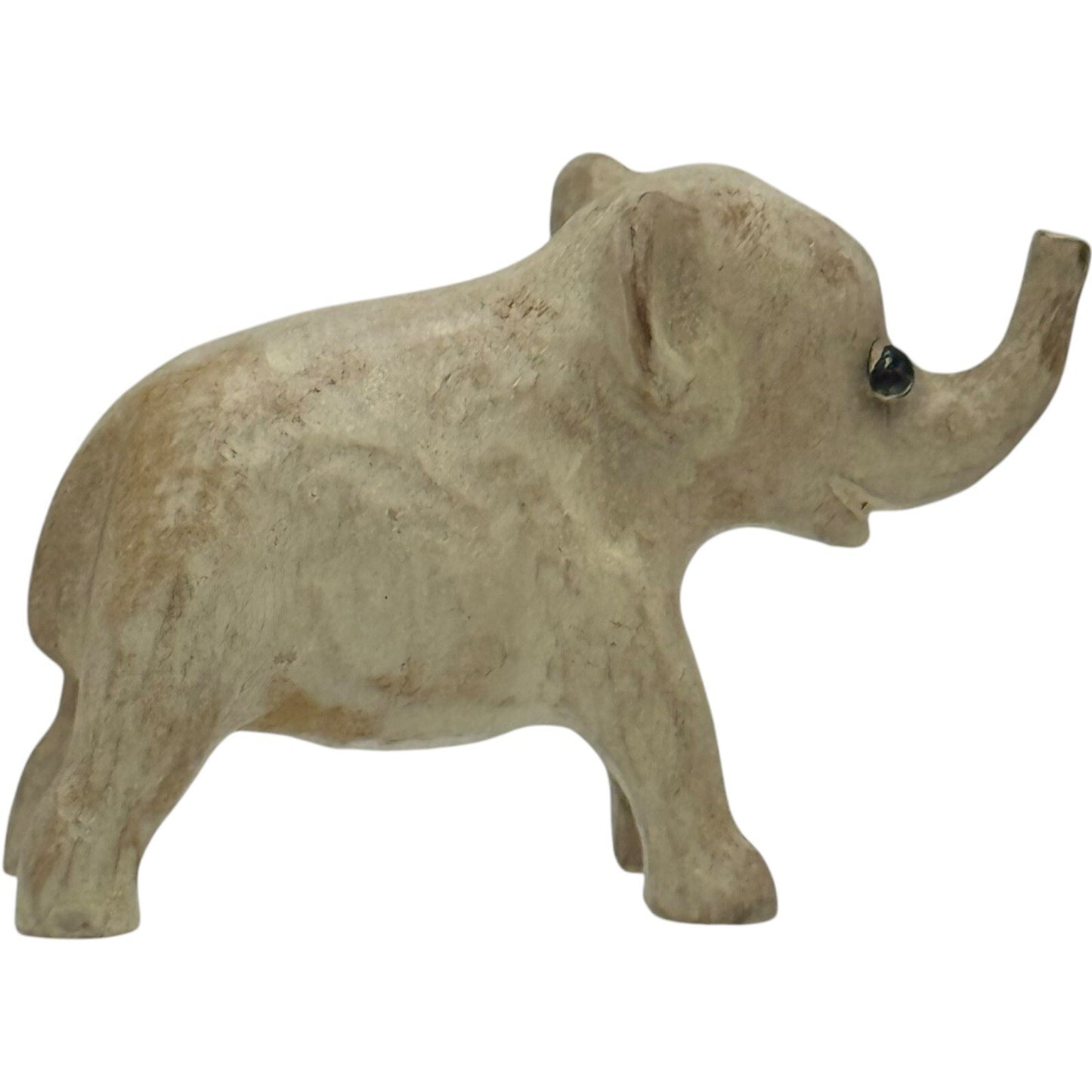 Wood Elephant Figurine Statue Animal Decor Accent Tabletop Shelf Display Cute