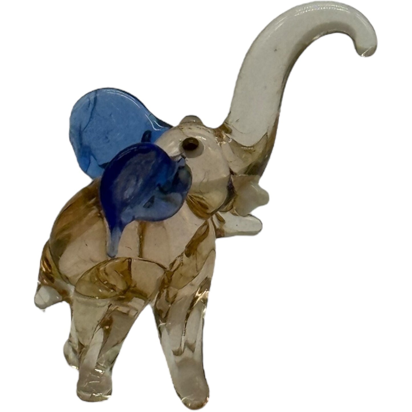 Handmade Miniature Light Pink Elephant Figurine | Blown Glass Collectible