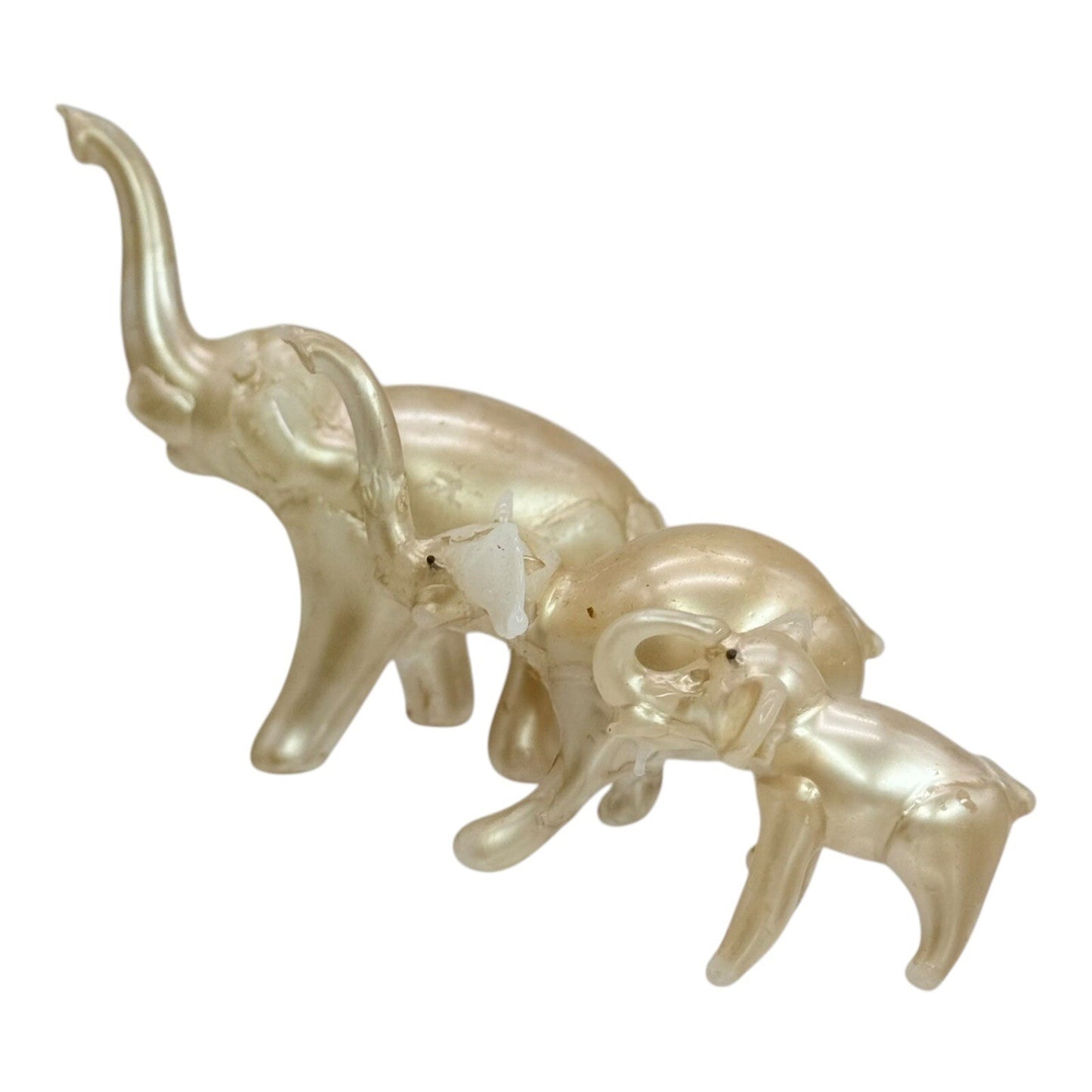Glass Elephant Figurines Family Set of 3 Gold Home Decor Shelf Display