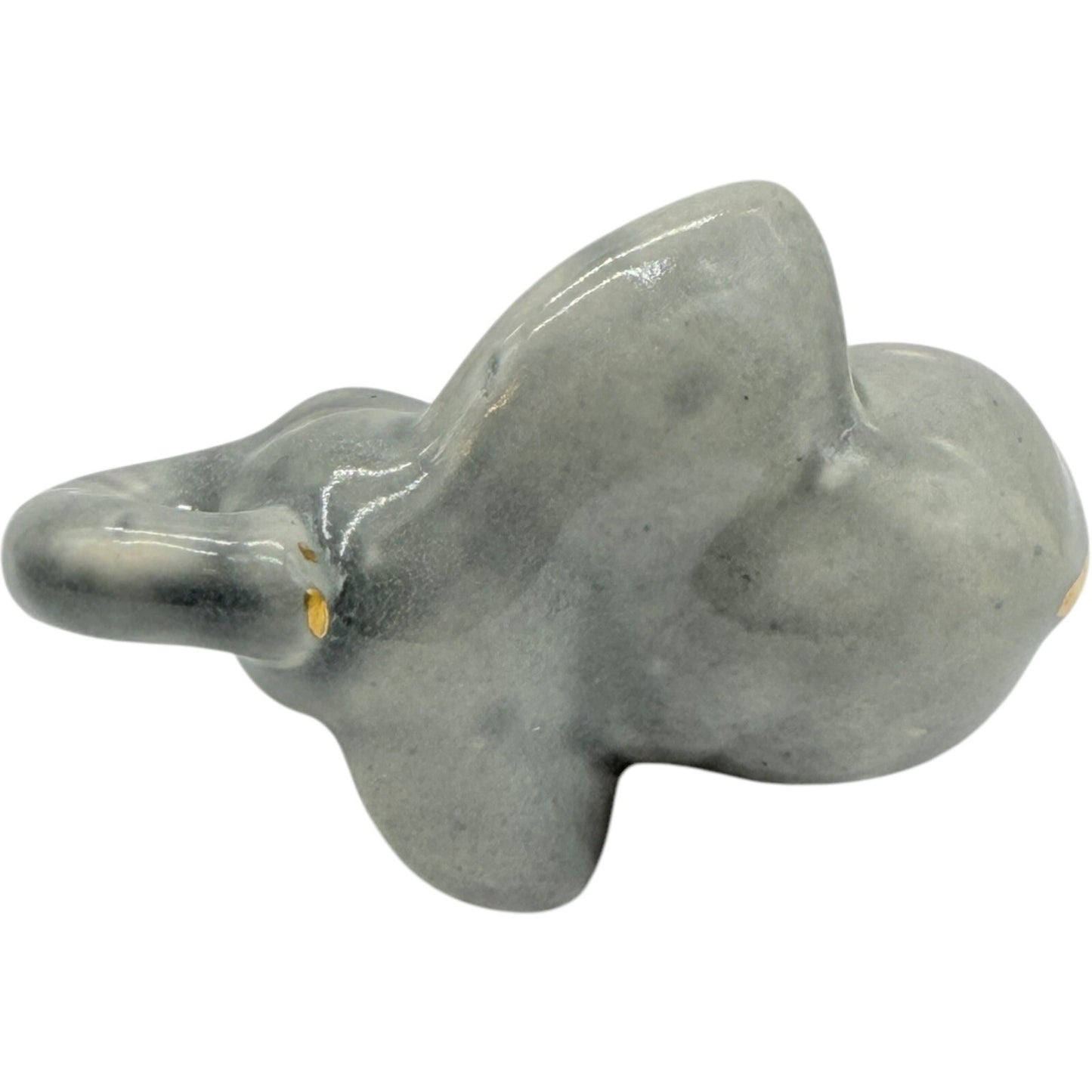 Elephant Figurine Gray Gold Accents Ceramic Animal Decor Collectible Cute