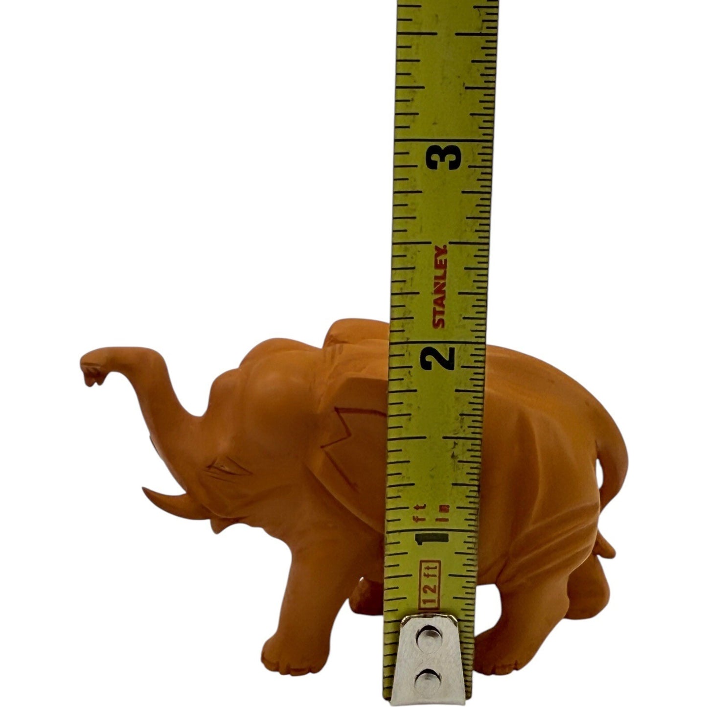 Hand Carved Wooden Elephant Figurine Trunk Up Good Luck Home Decor Statue