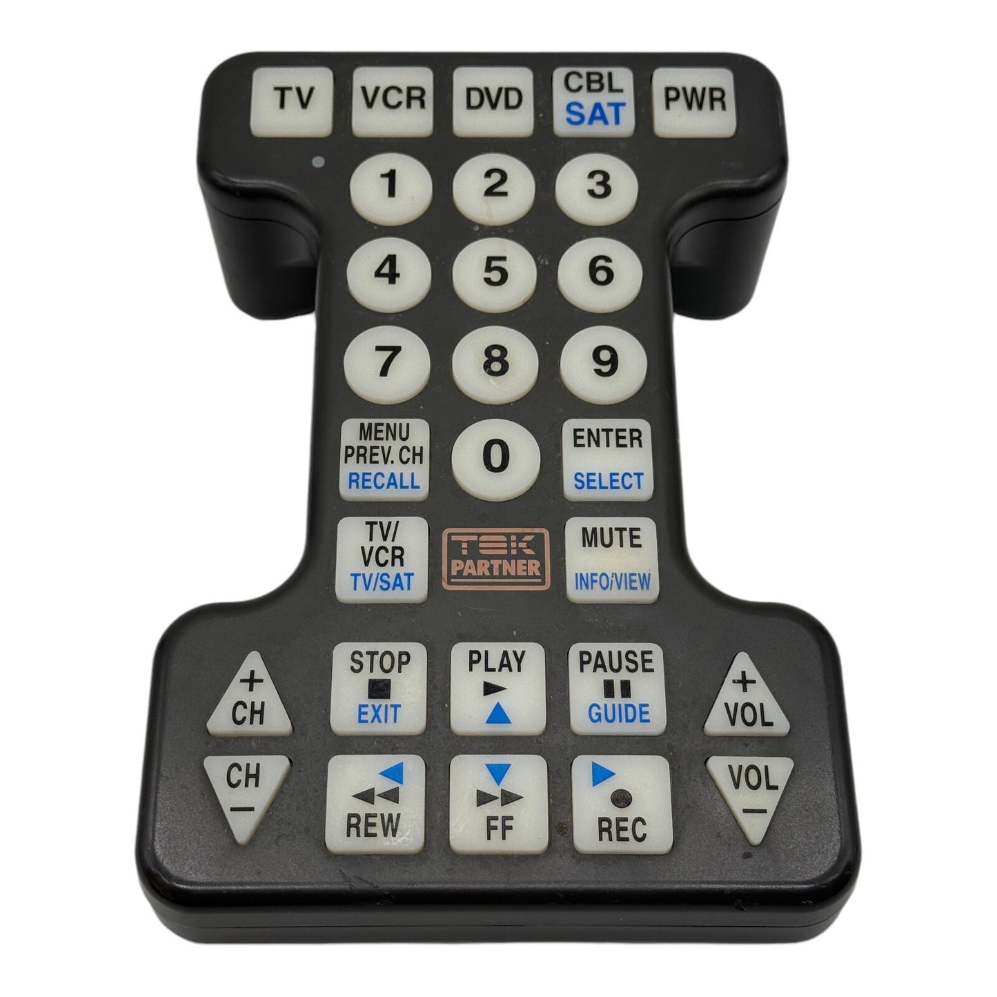 Tek Partner Lighted Button Extra Large Universal Remote Control BW-0561-Gray