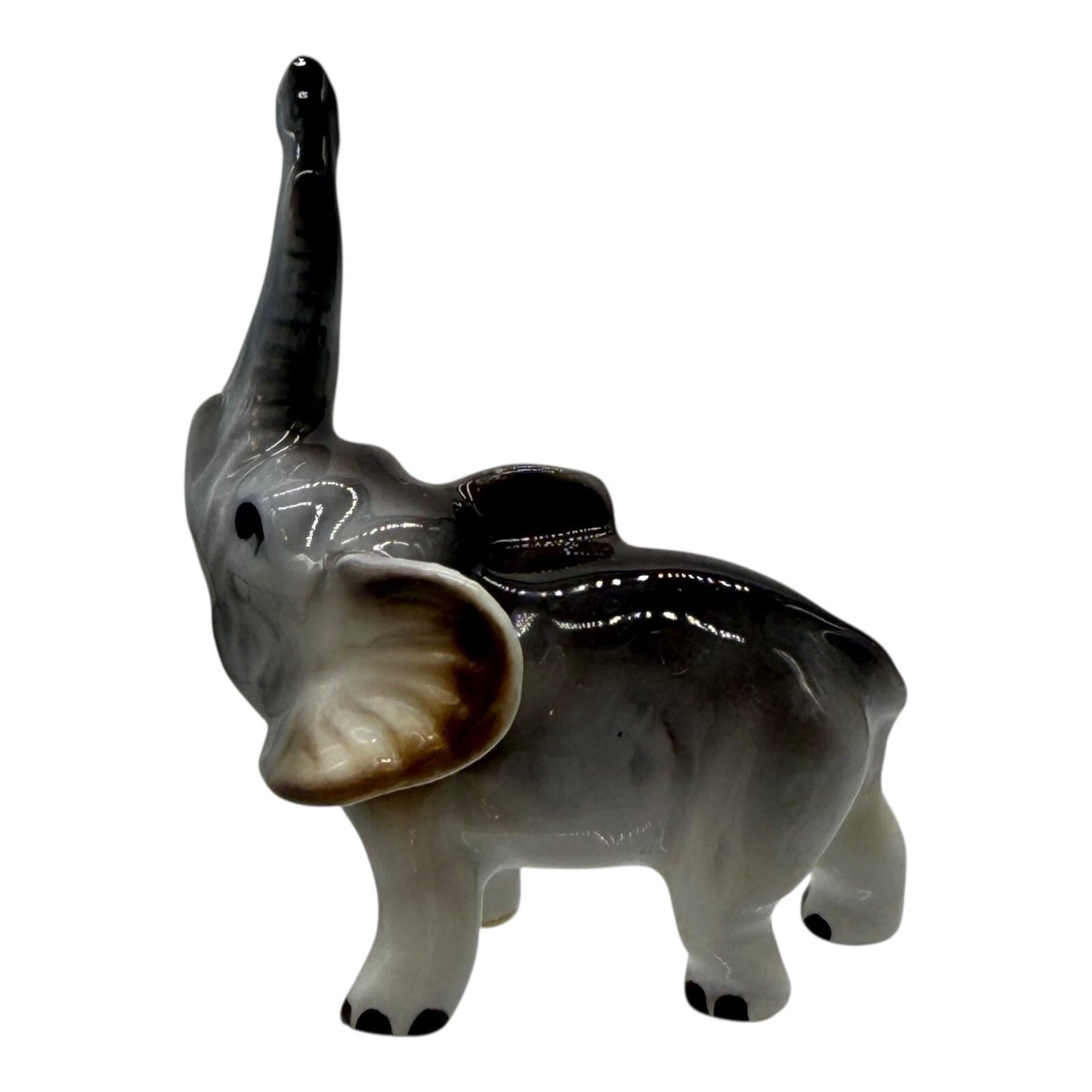 Elephant Figurine Trunk Up Ceramic Animal Statue Decor Collectible Gift