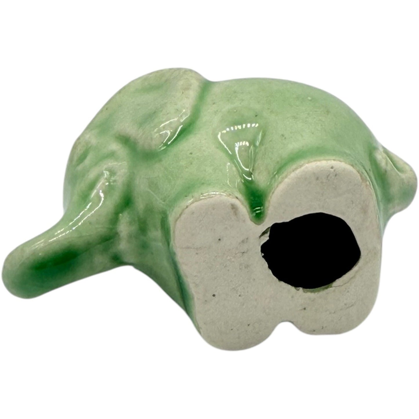 Ceramic Elephant Figurine Green Good Luck Decor Animal Statue Small