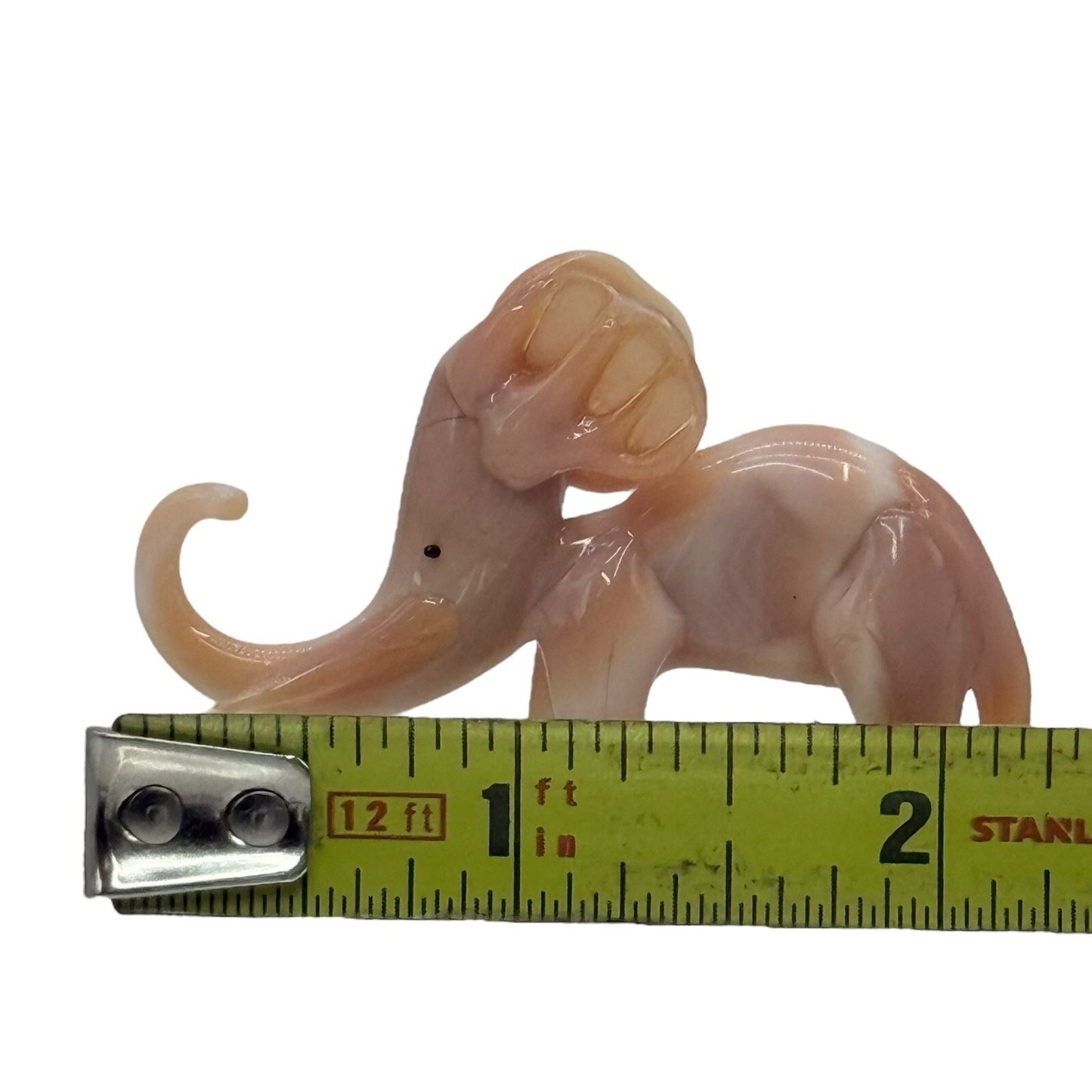 Elephant Figurine Blown Glass Art Glass Peach Swirl Collectible Decor